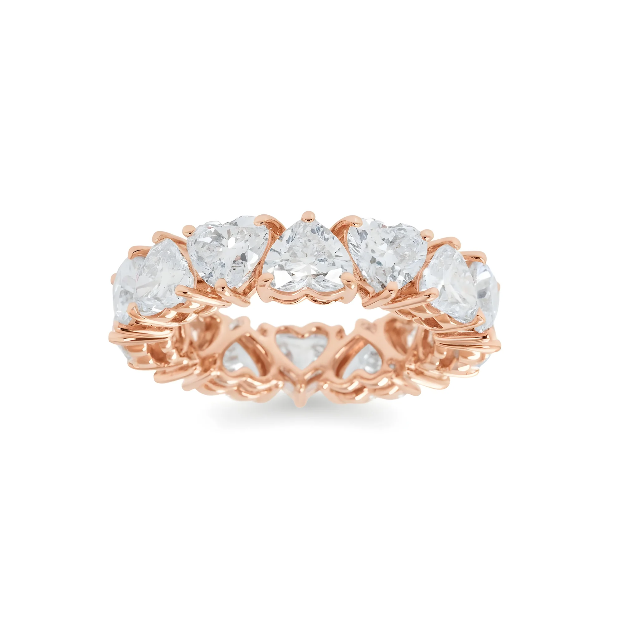 14K White Gold Heart Cut Diamond Eternity Ring 7.18ct (size 6-8) - Image 7