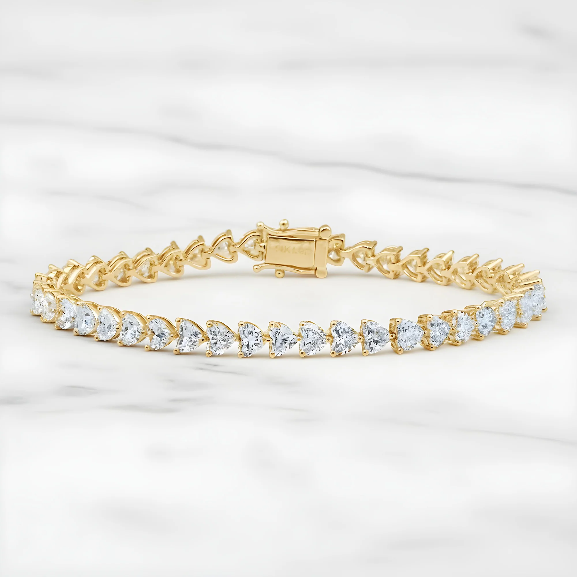 14K White Gold Heart Cut Diamond Tennis Bracelet 11.41ct - Image 5