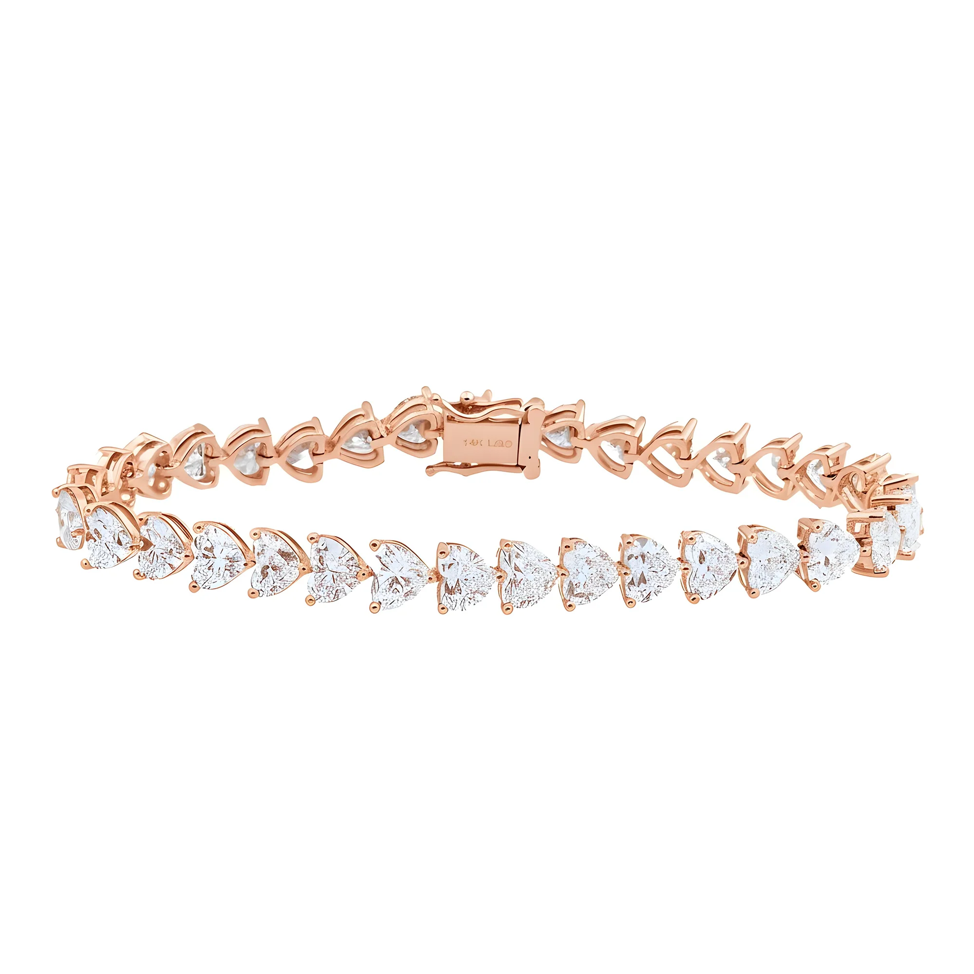 14K White Gold Heart Cut Diamond Tennis Bracelet 11.41ct - Image 7