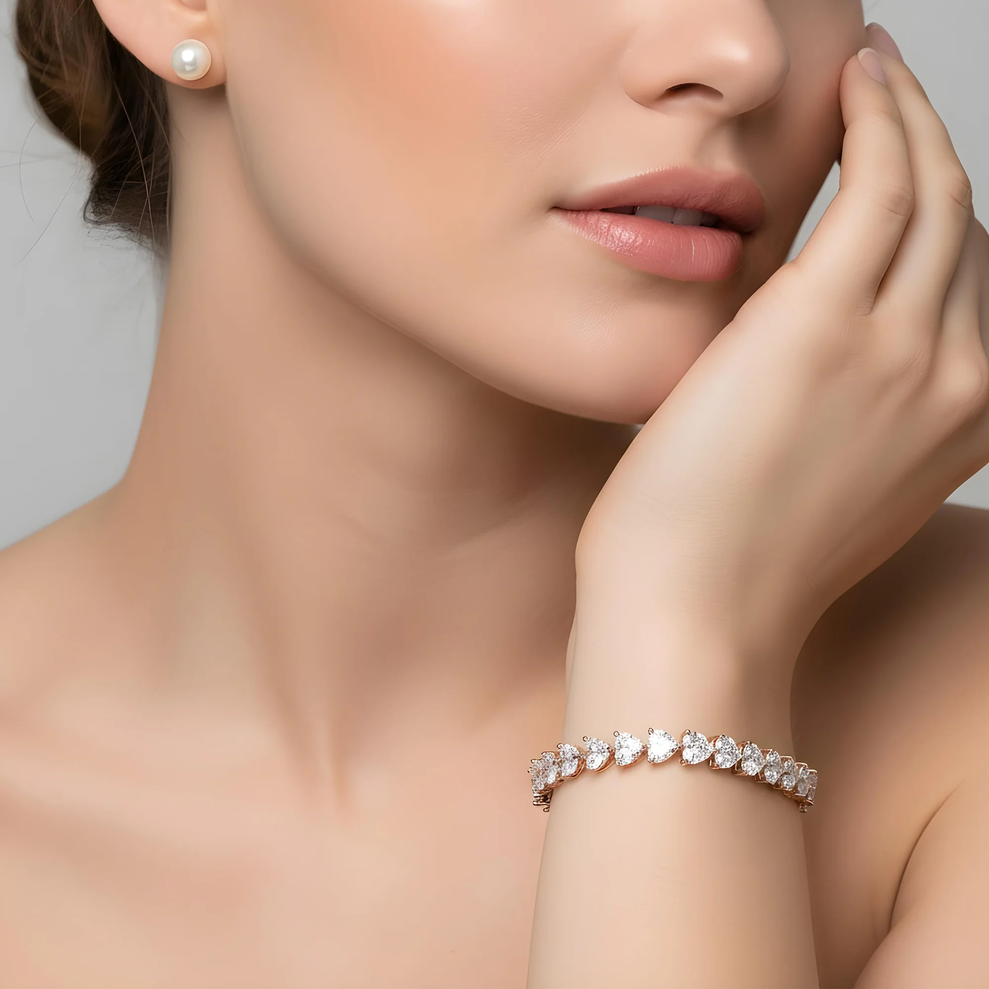 14K White Gold Heart Cut Diamond Tennis Bracelet 11.41ct - Image 8