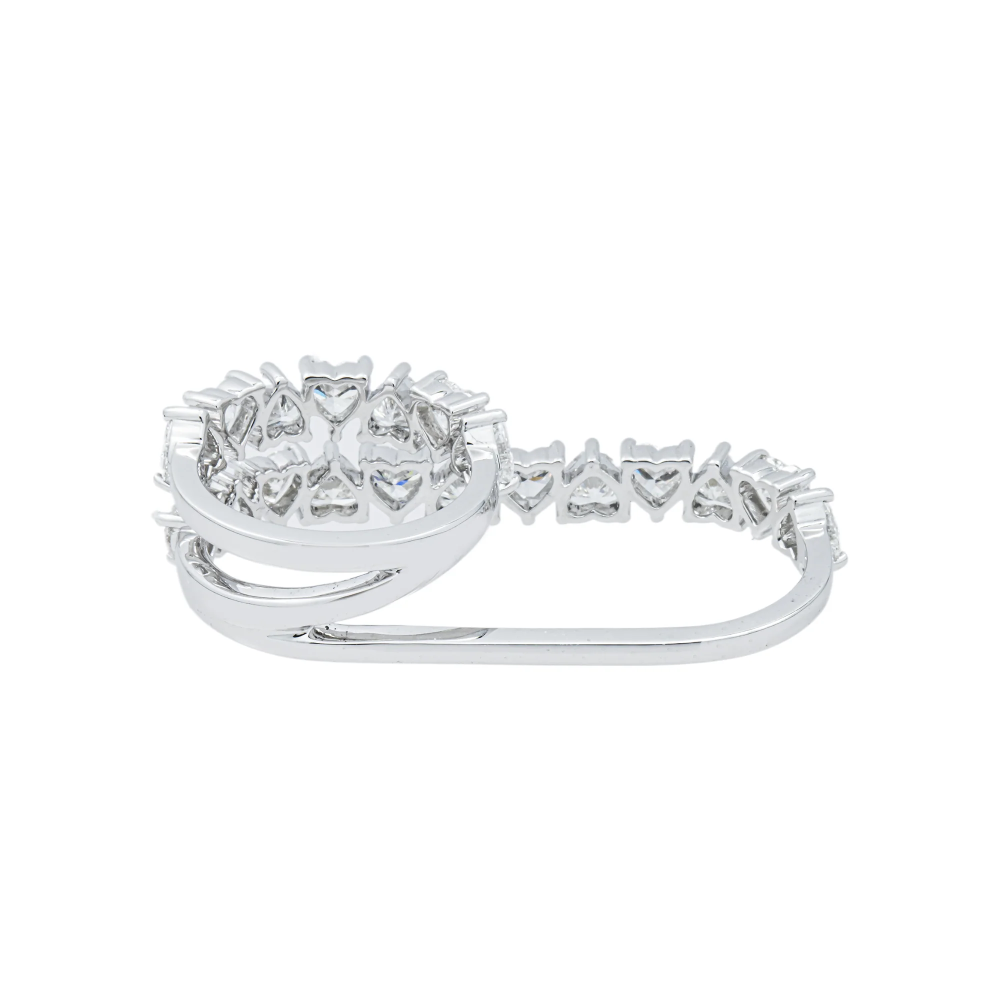 14K White Gold Heart Cut Diamond Two Finger Wrap Ring 5.30ct - Image 3