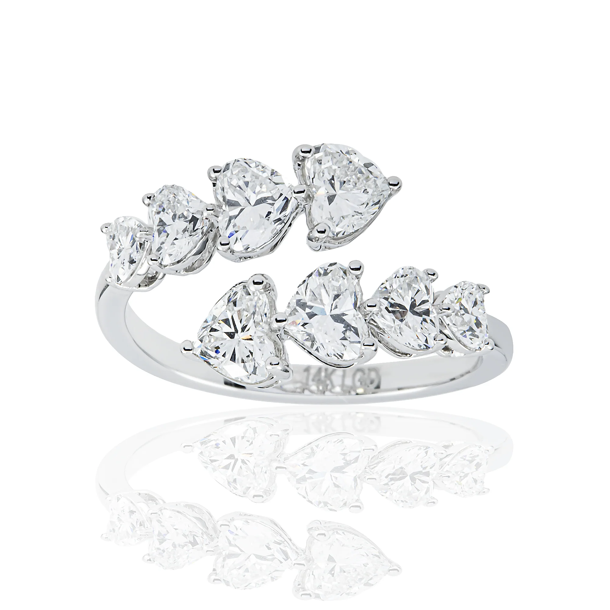 14K White Gold Heart Cut Diamond Wrap Ring 2.51ctw