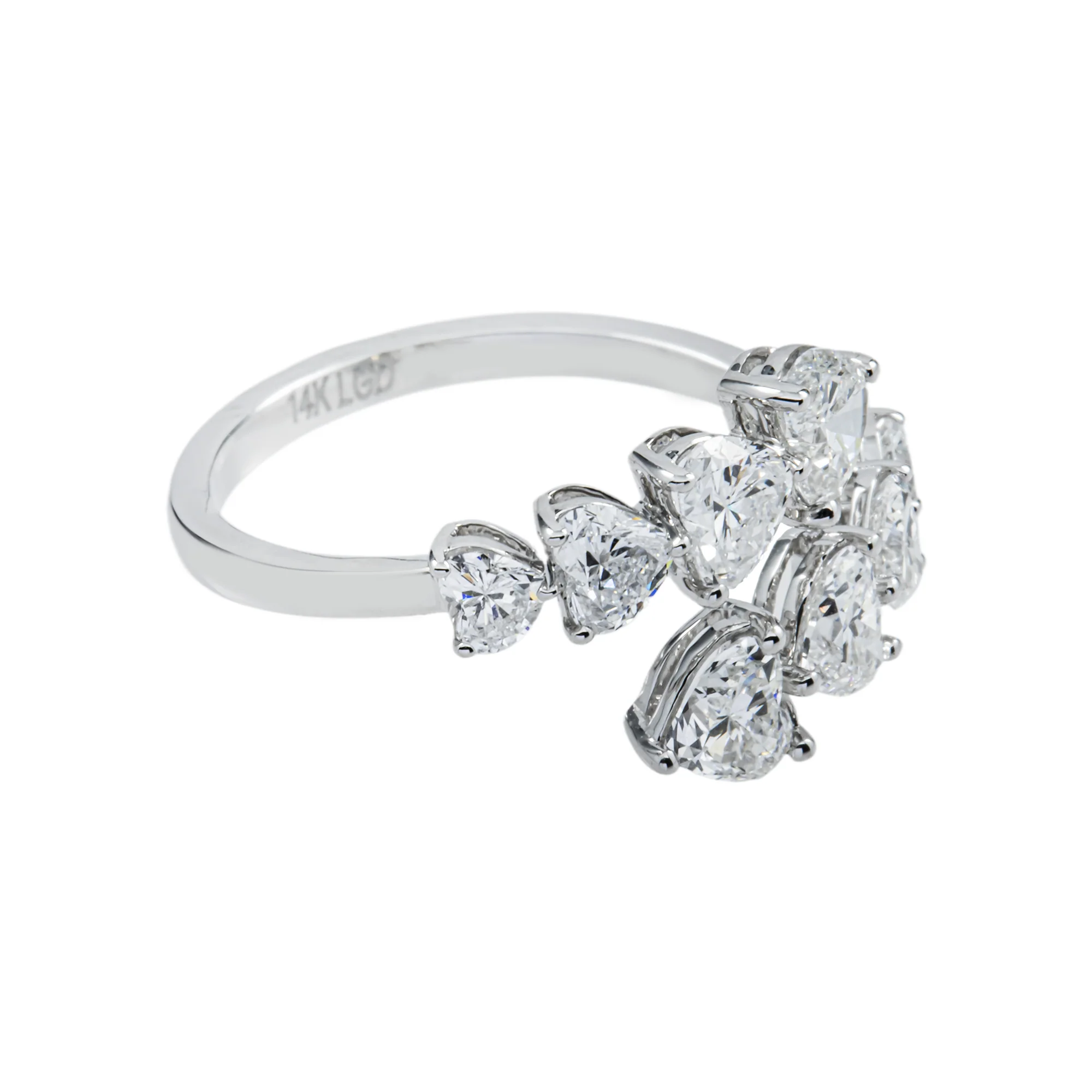 14K White Gold Heart Cut Diamond Wrap Ring 2.51ctw - Image 3