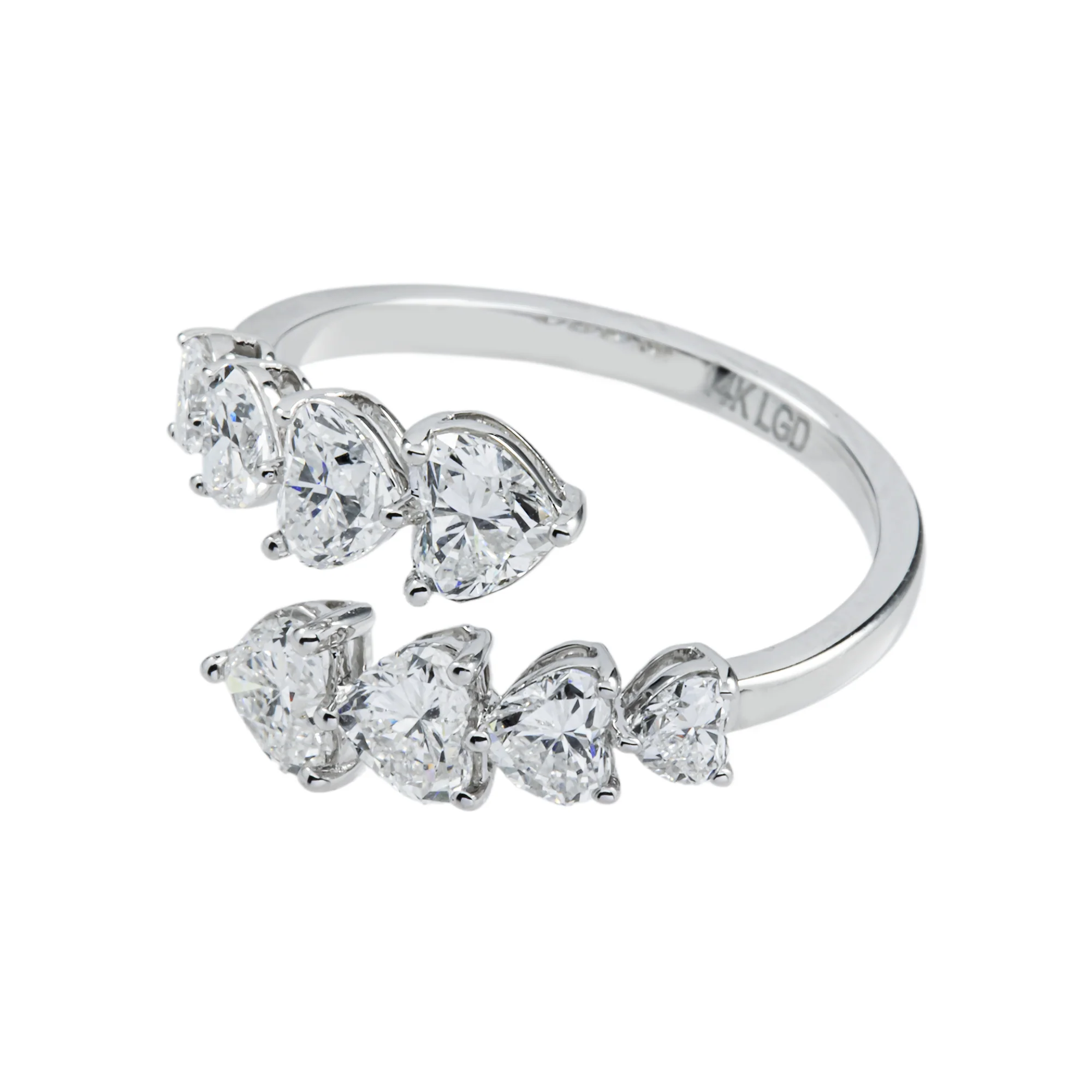 14K White Gold Heart Cut Diamond Wrap Ring 2.51ctw - Image 5