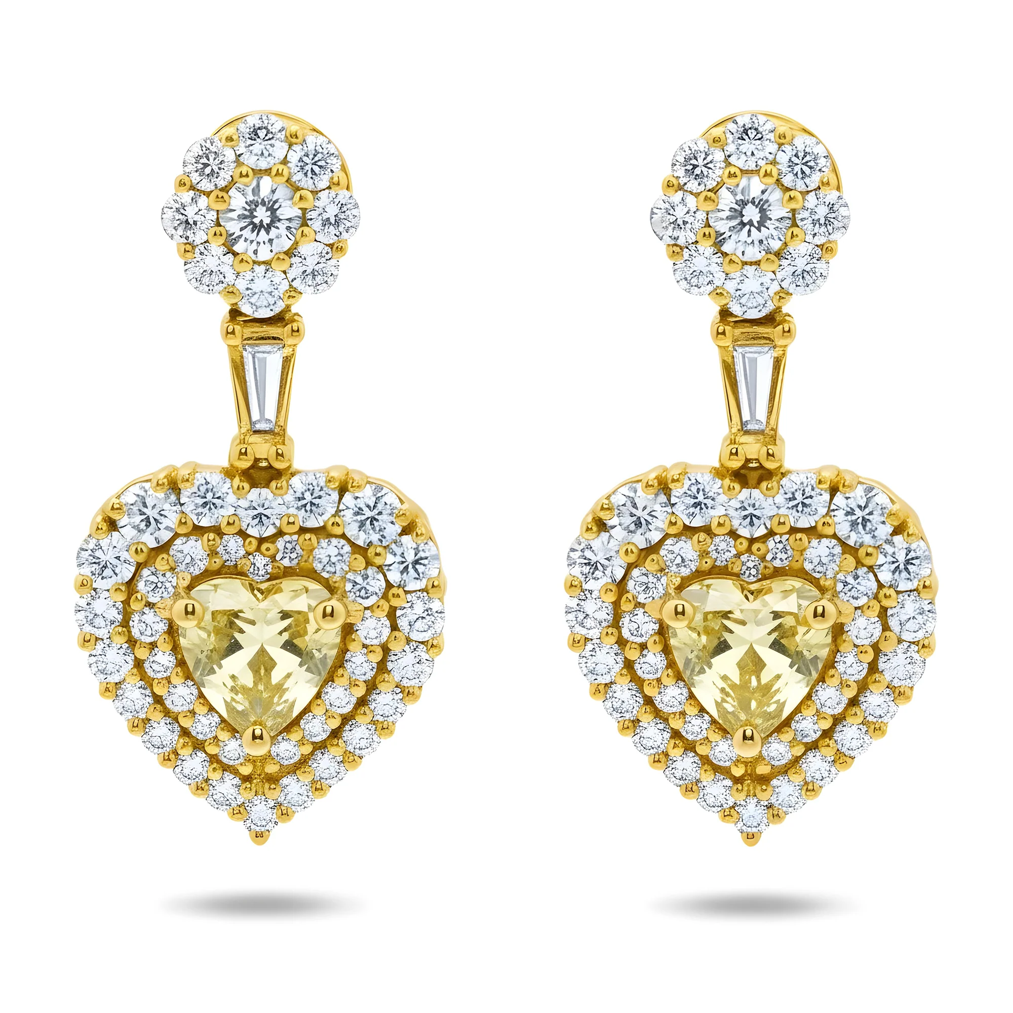 14K White Gold Heart Cut Canary Yellow Diamond 3.25ctw - Image 4