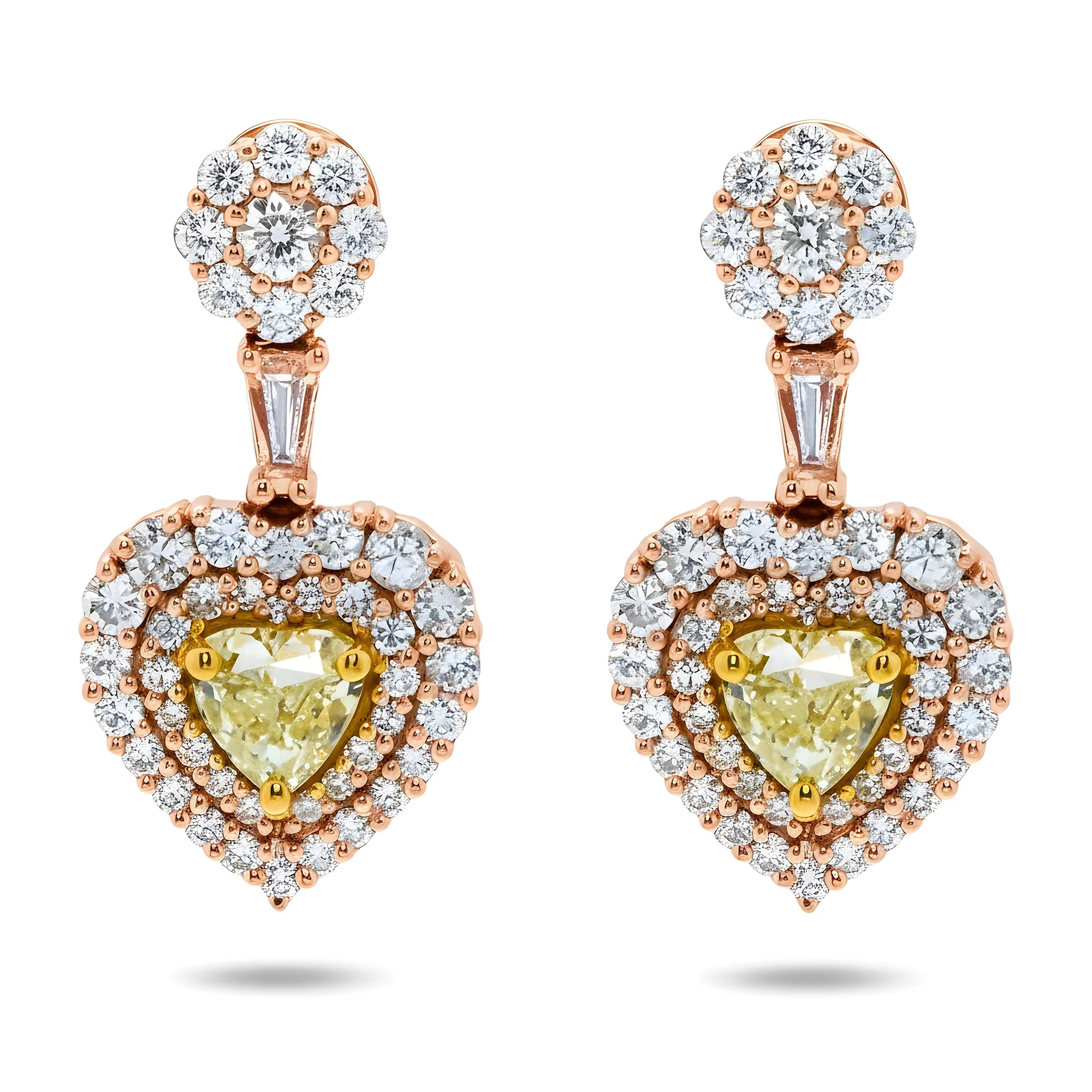 14K White Gold Heart Cut Canary Yellow Diamond 3.25ctw - Image 6