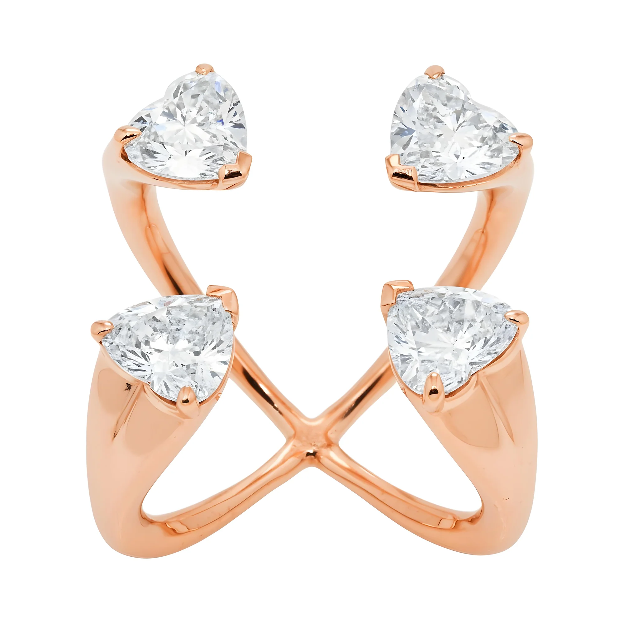 14K White Gold Heart Cut Floating Diamond Ring 4.14ct - Image 7