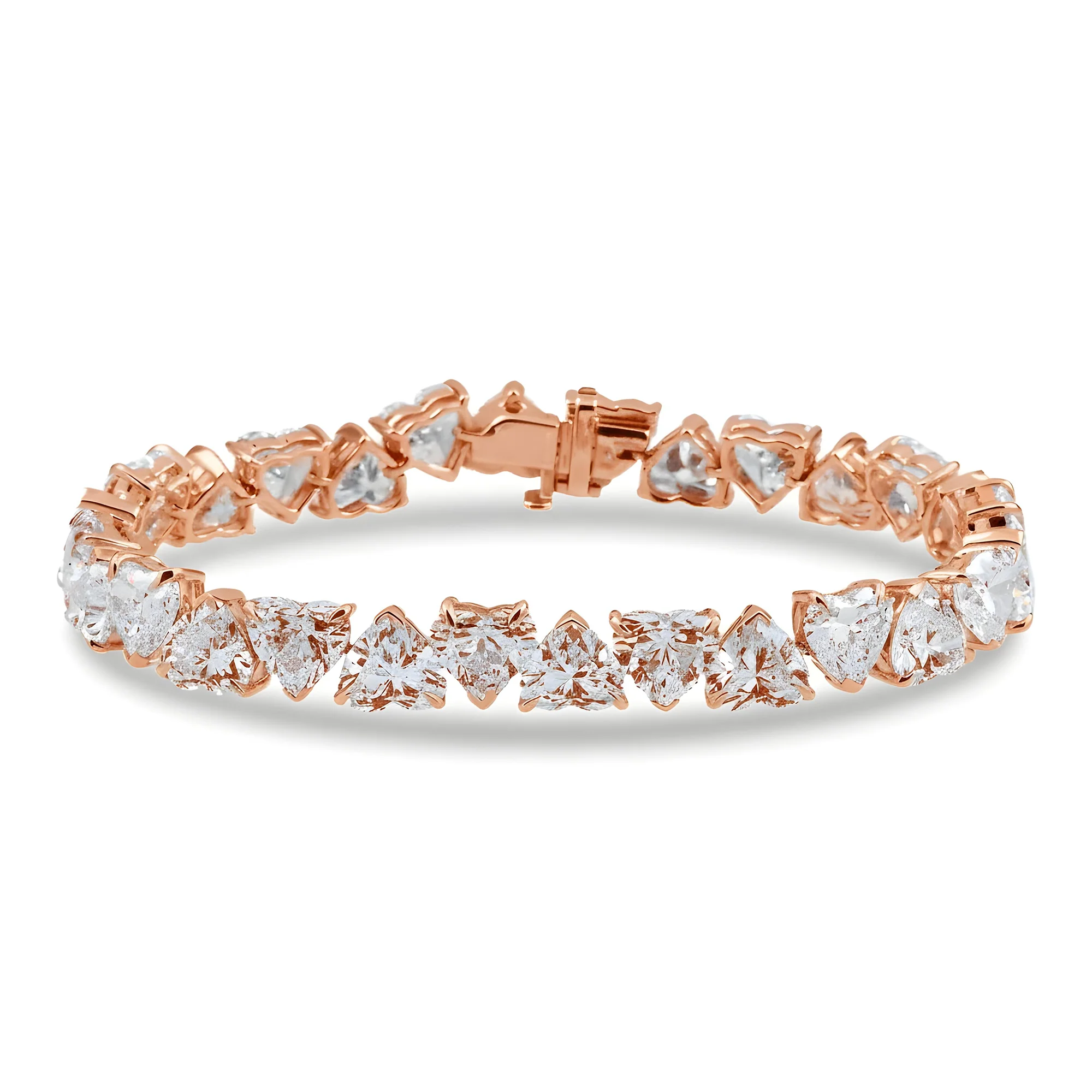 14K White Gold Heart Diamond Bracelet 28.72ct - Image 7