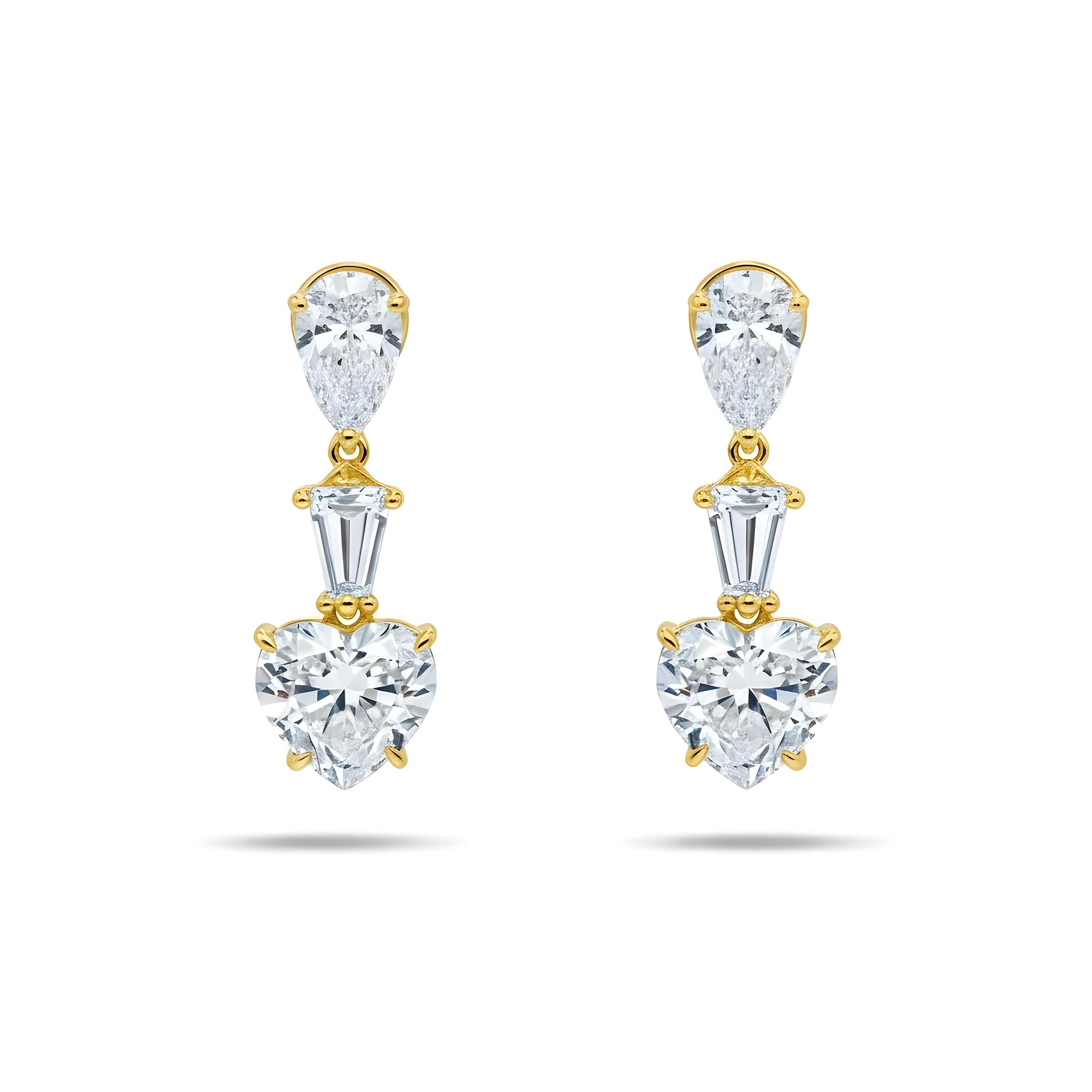 14K White Gold Heart Cut Diamond Drop Earrings 9.84ctw Cupids Arrow - Image 4