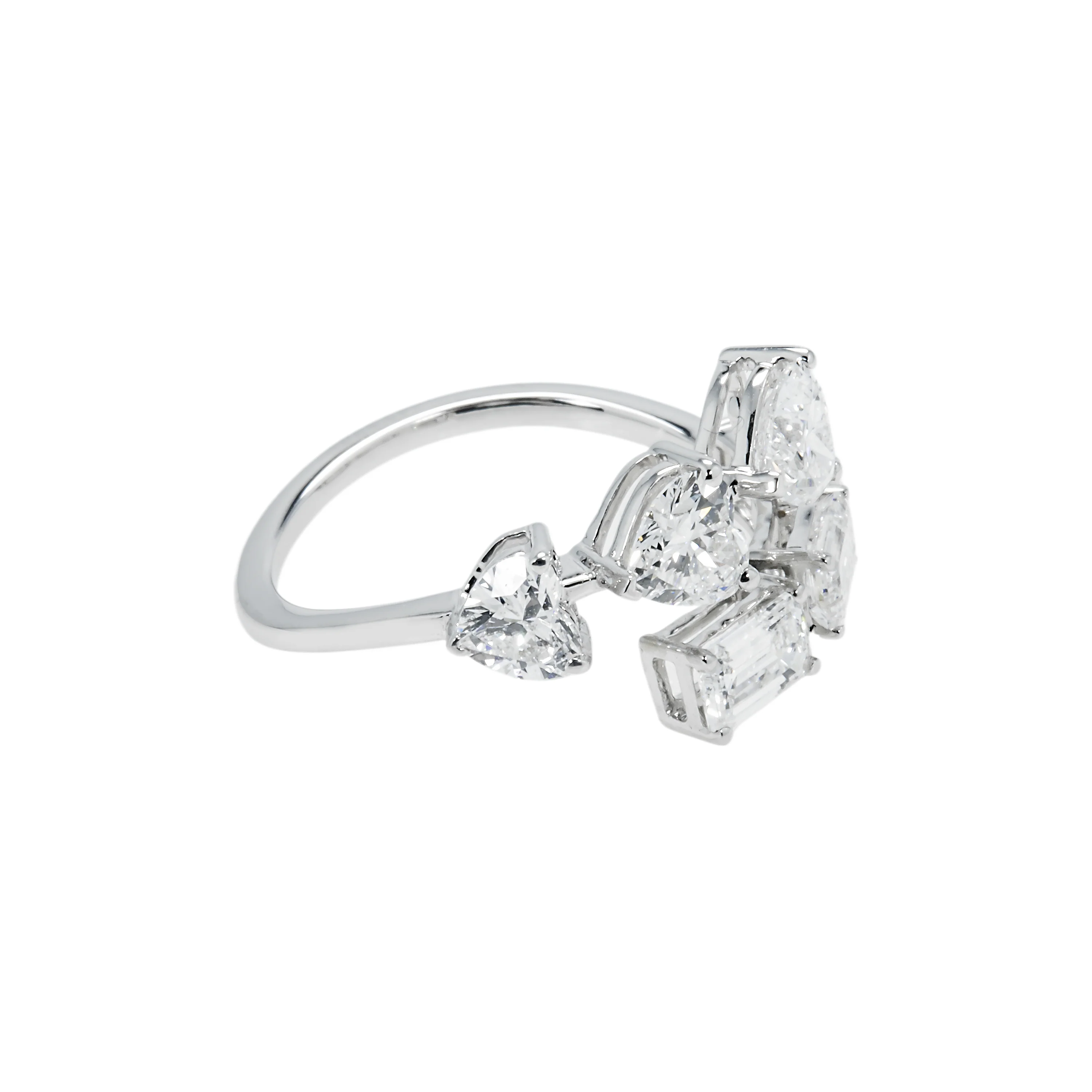 14K White Gold Heart & Emerald Cut Wrap Ring 2.05ct - Image 3
