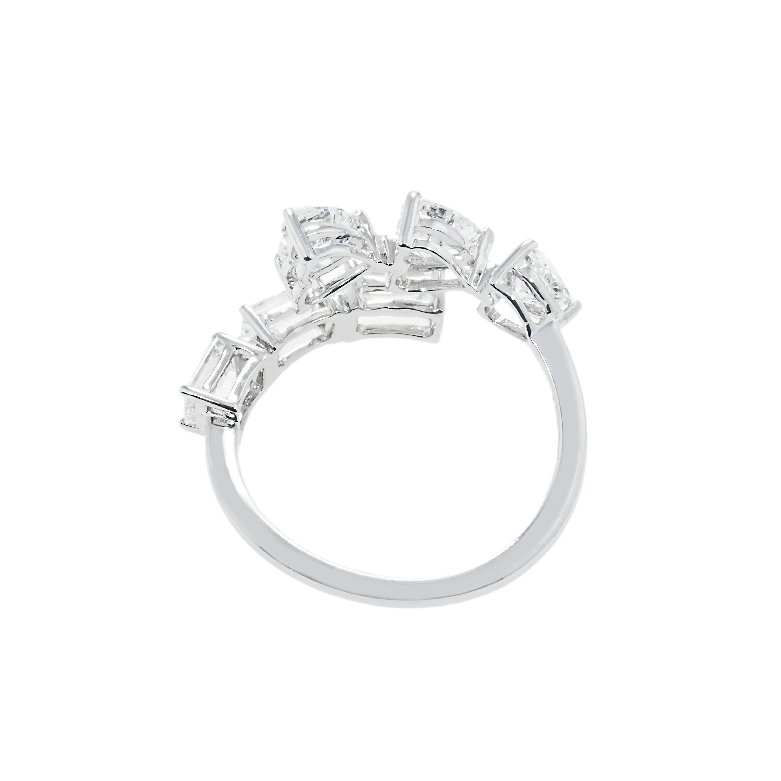 14K White Gold Heart & Emerald Cut Wrap Ring 2.05ct - Image 4