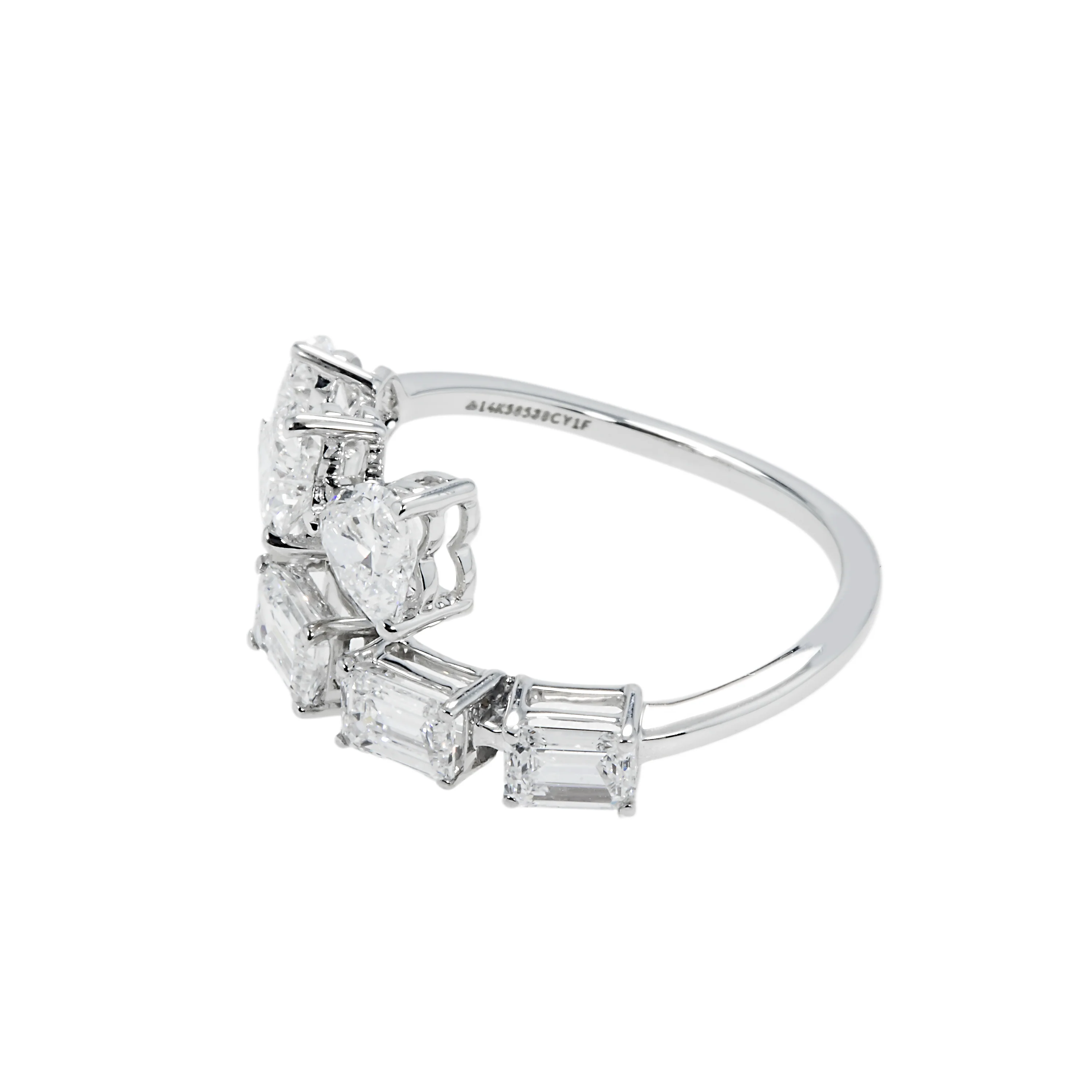14K White Gold Heart & Emerald Cut Wrap Ring 2.05ct - Image 5