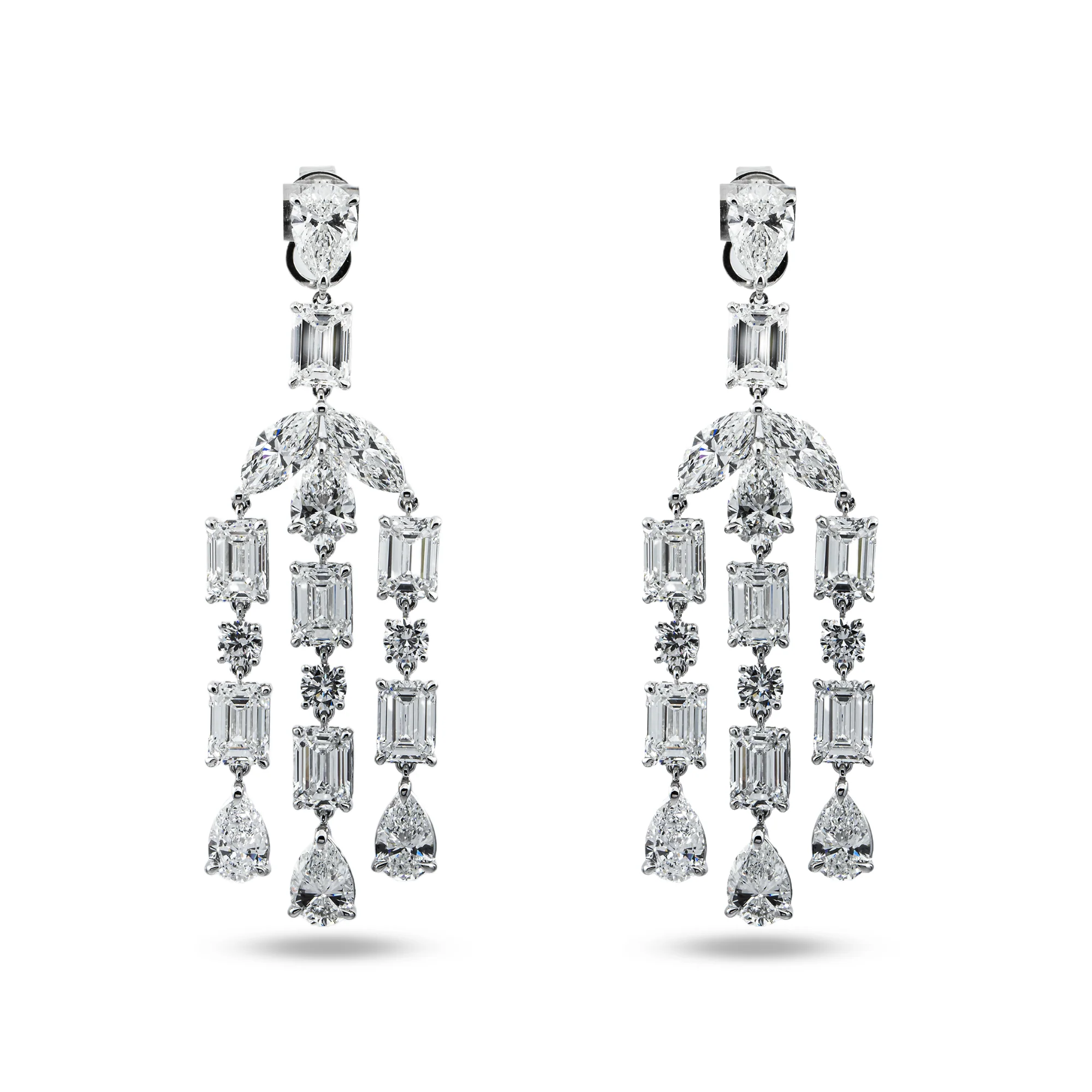 10K White Gold Multi Cut Diamond Drop Earrings 28.82ctw