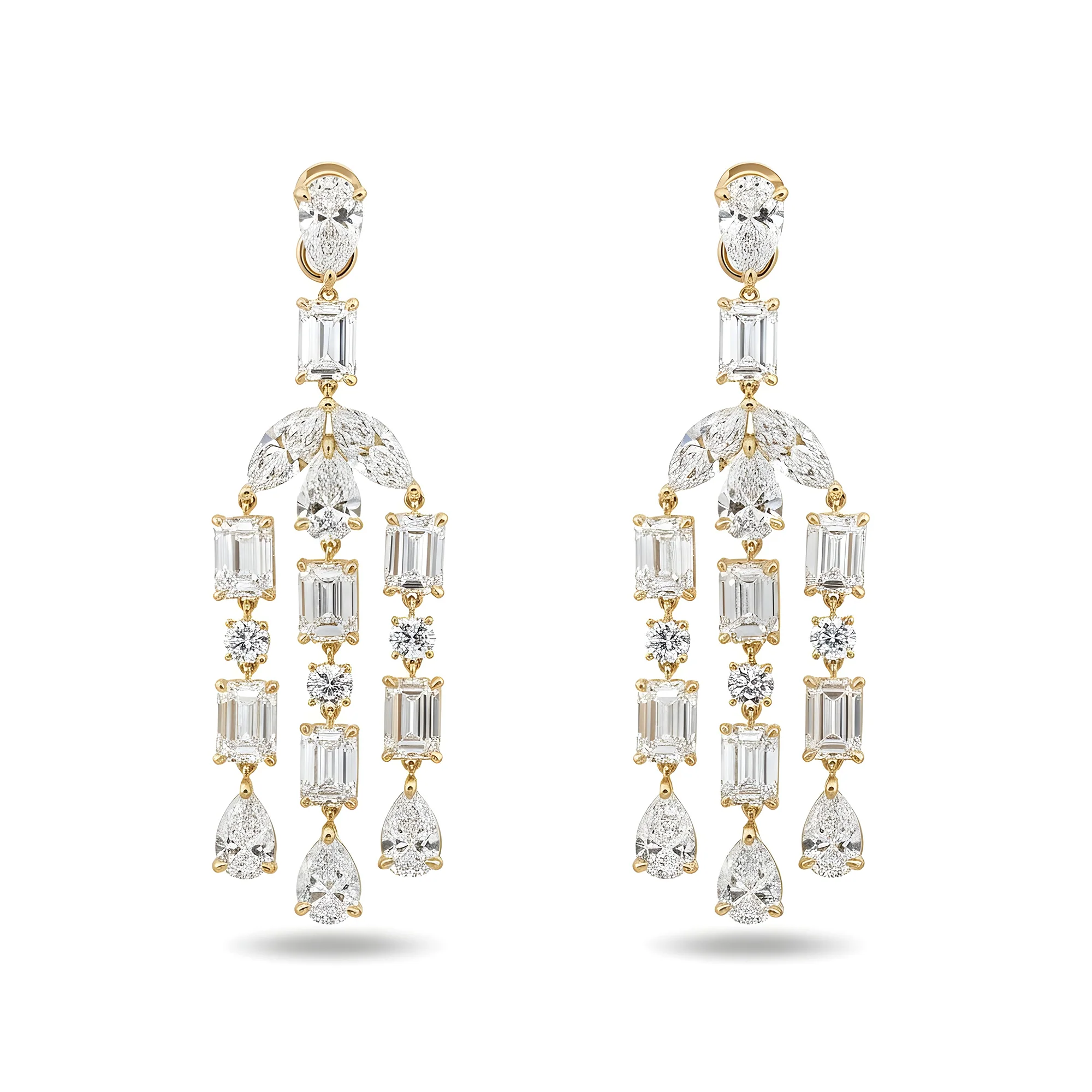 10K White Gold Multi Cut Diamond Drop Earrings 28.82ctw - Image 4
