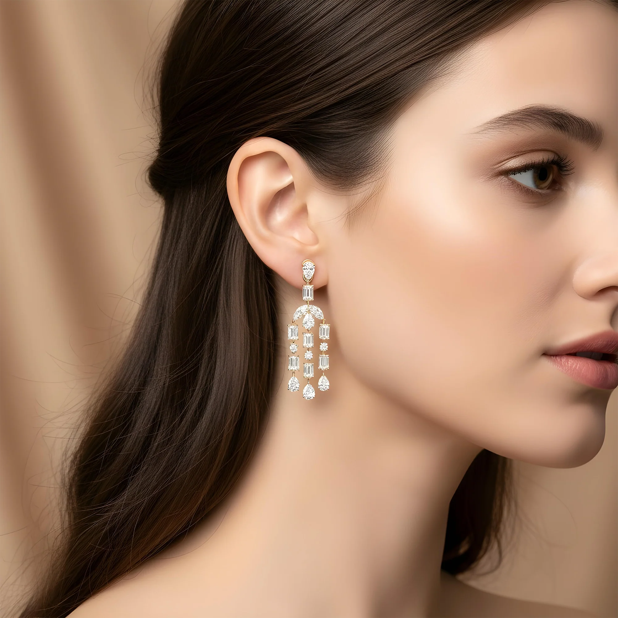 10K White Gold Multi Cut Diamond Drop Earrings 28.82ctw - Image 5