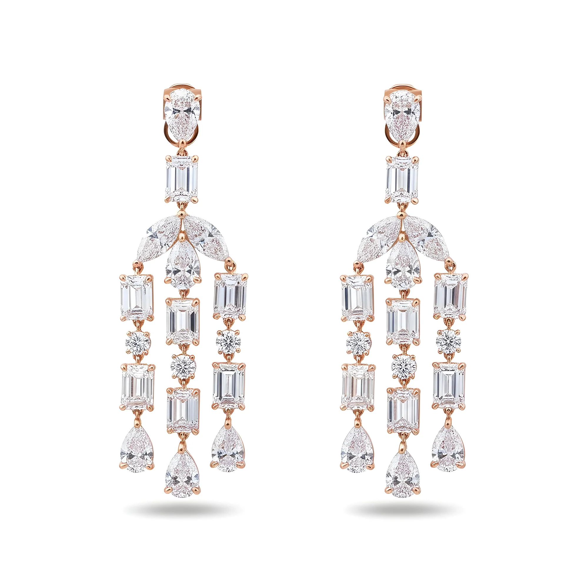 10K White Gold Multi Cut Diamond Drop Earrings 28.82ctw - Image 6