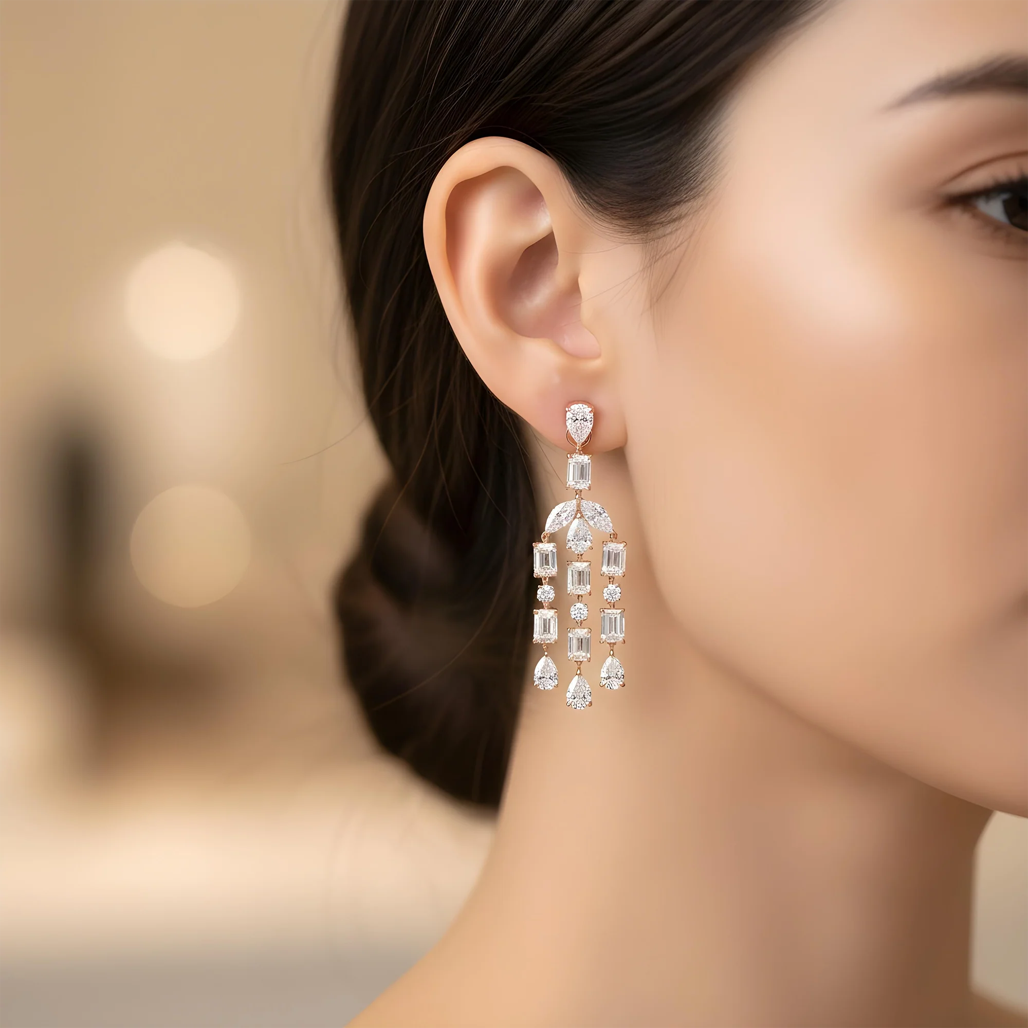 10K White Gold Multi Cut Diamond Drop Earrings 28.82ctw - Image 7