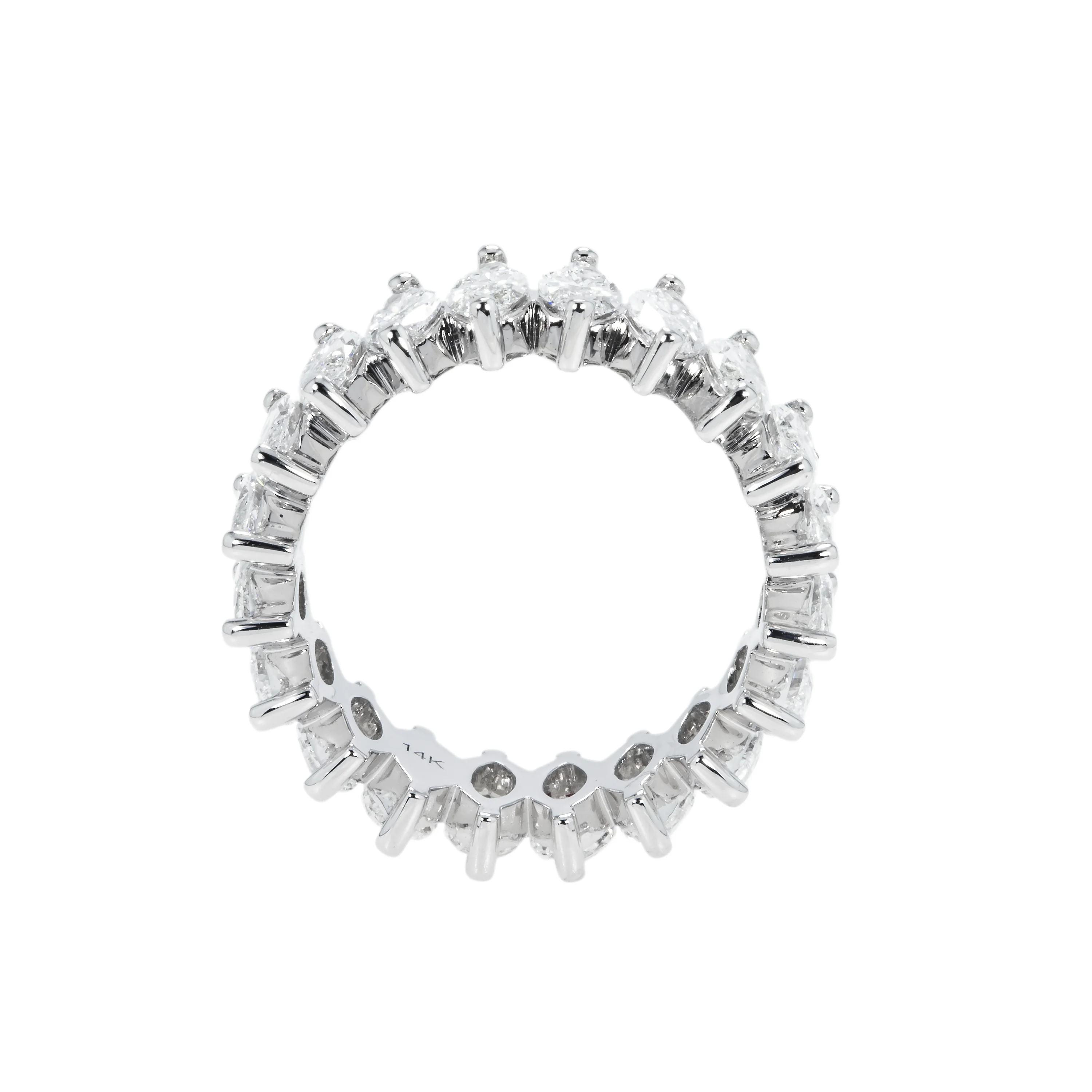 14K White Gold Marquise Cut Diamond Eternity Ring 4.39ct (size 6-7.5) - Image 3