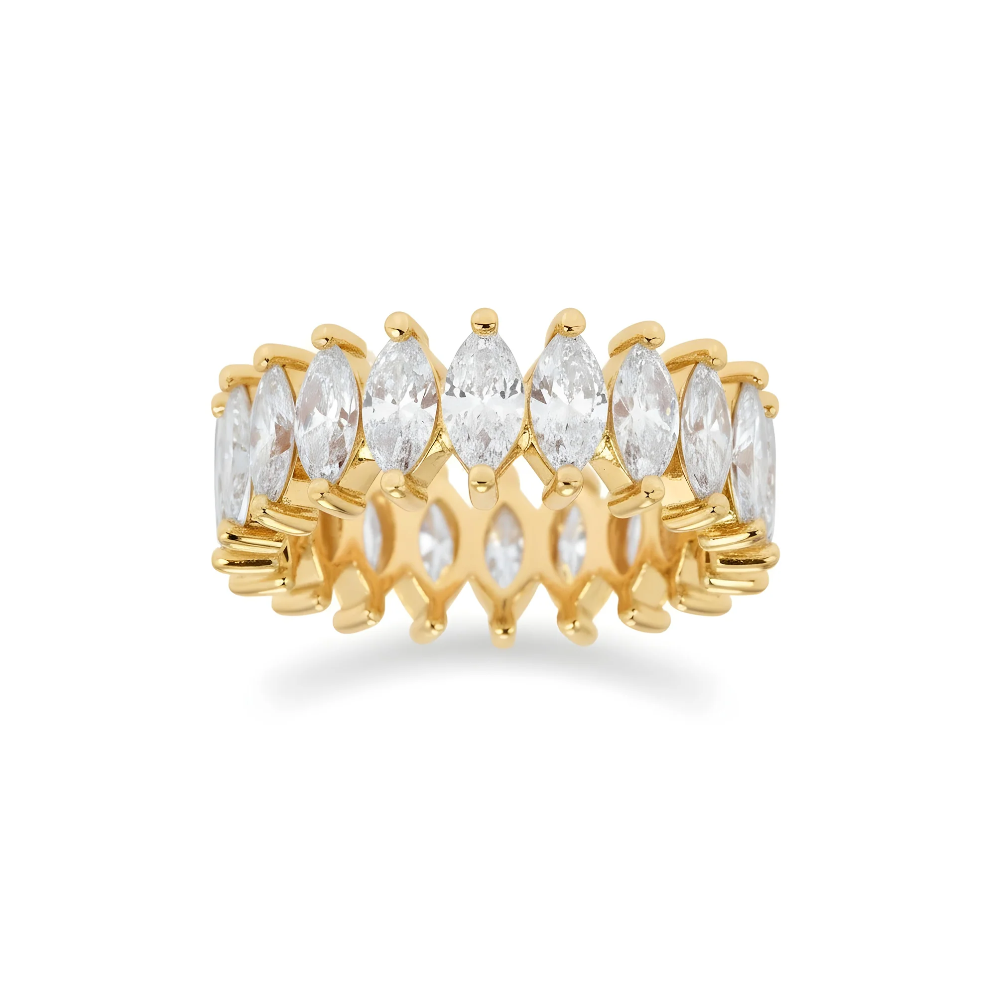 14K White Gold Marquise Cut Diamond Eternity Ring 4.39ct (size 6-7.5) - Image 5
