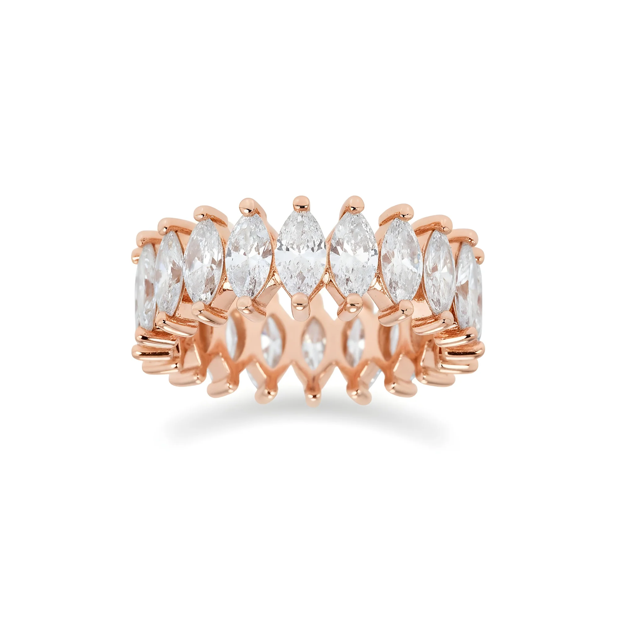 14K White Gold Marquise Cut Diamond Eternity Ring 4.39ct (size 6-7.5) - Image 7