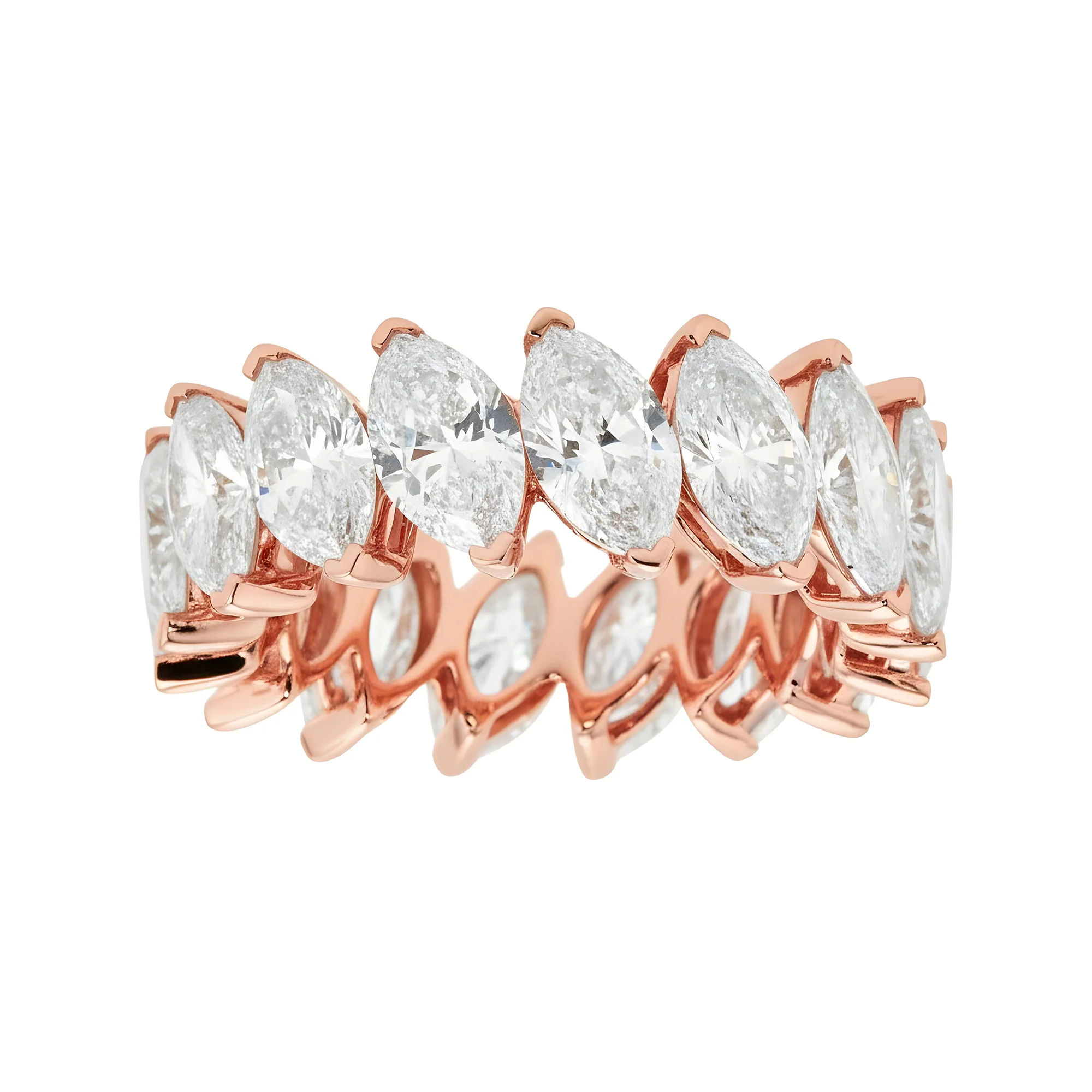 14K White Gold Marquise Cut Diamond Eternity Ring 8.21ct (size 6.75) - Image 7