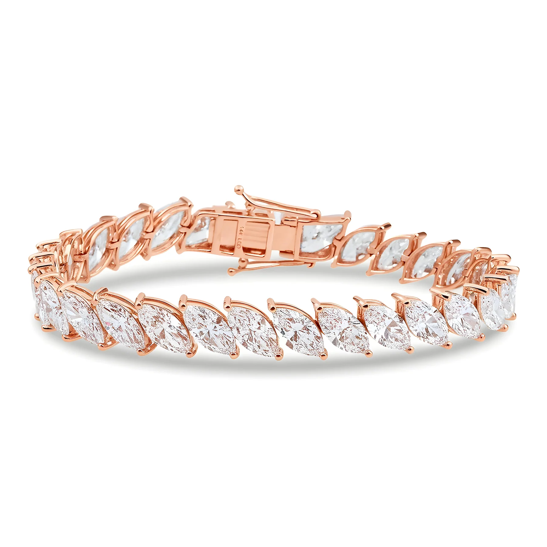 14K White Gold Marquise Cut Diamond Tennis Bracelet 31.0ct - Image 7