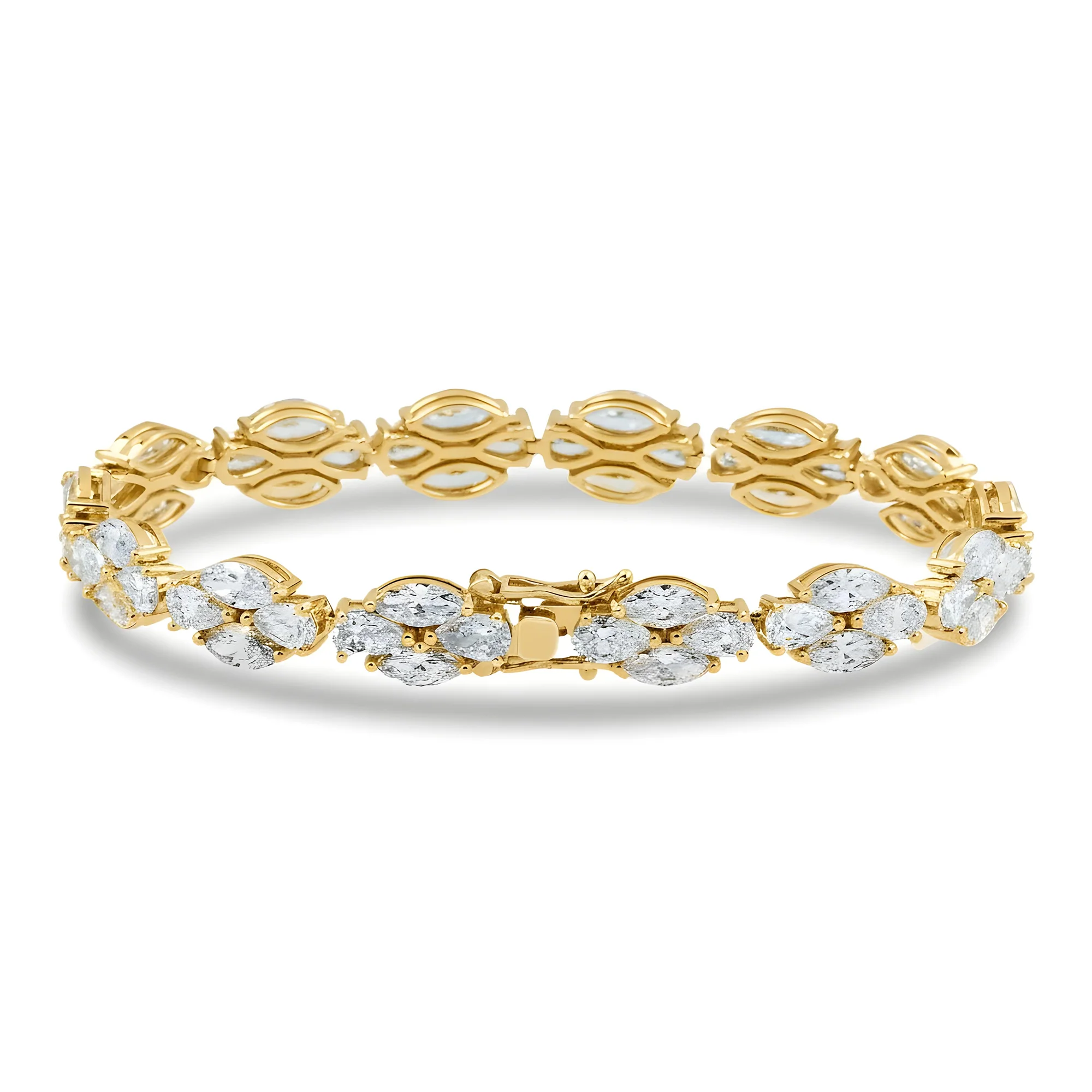 14K White Gold Marquise & Pear Cut Diamond Bracelet 15.13ct - Image 5