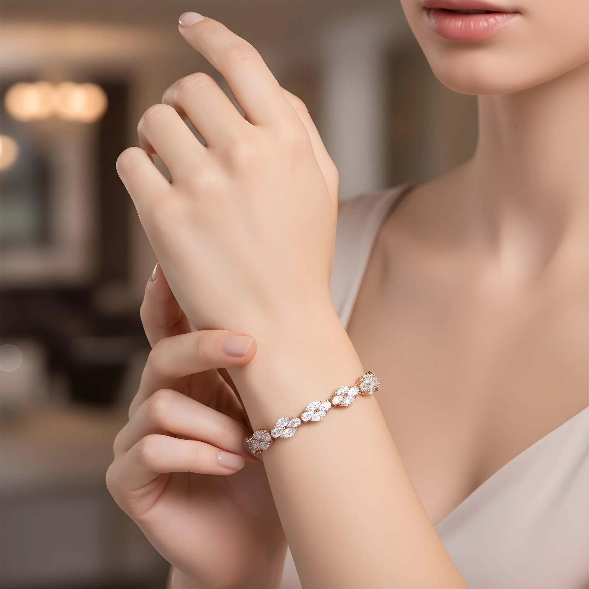14K White Gold Marquise & Pear Cut Diamond Bracelet 15.13ct - Image 8