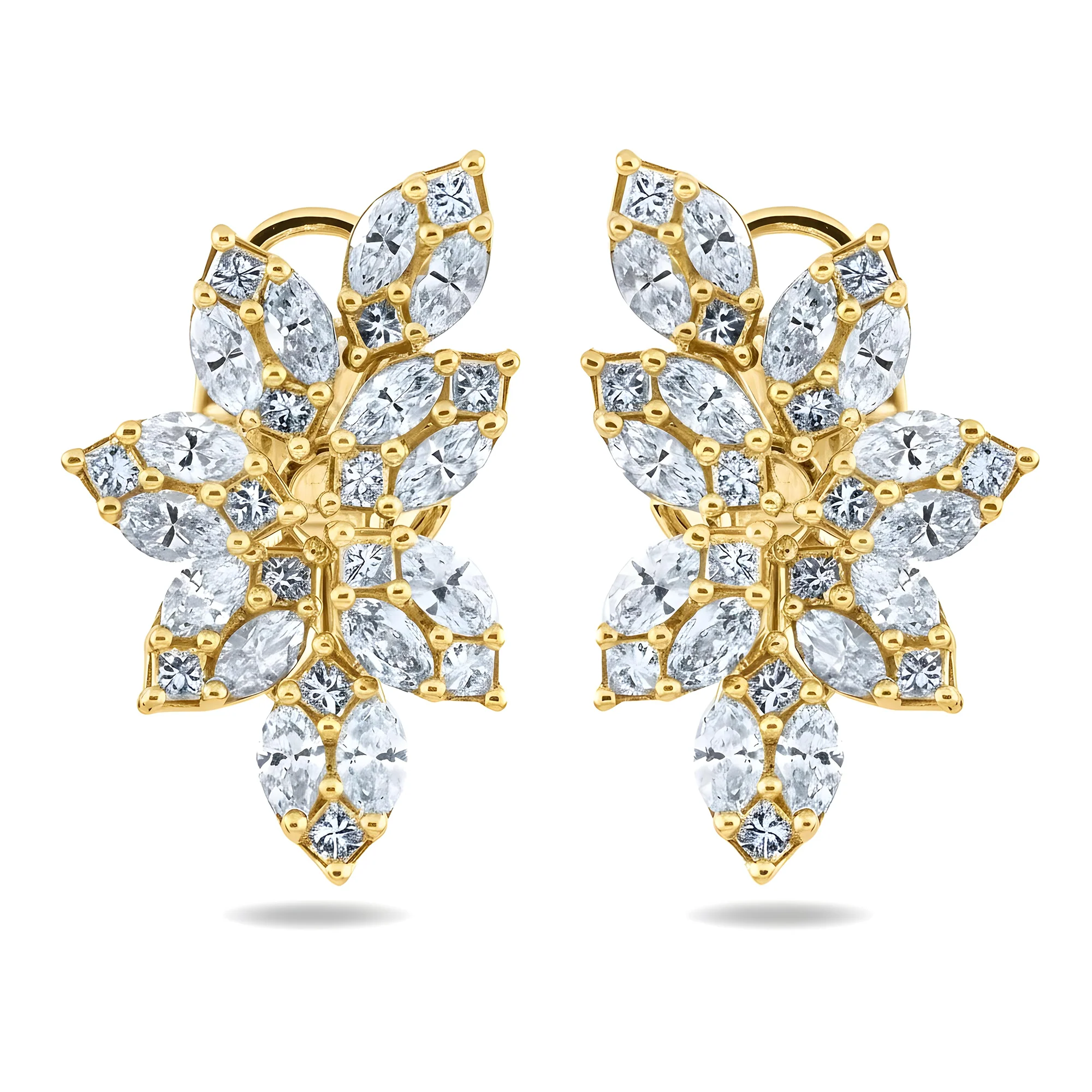 14K White Gold Marquise & Princess Diamond Vine Climber Earrings 4.38ctw - Image 4