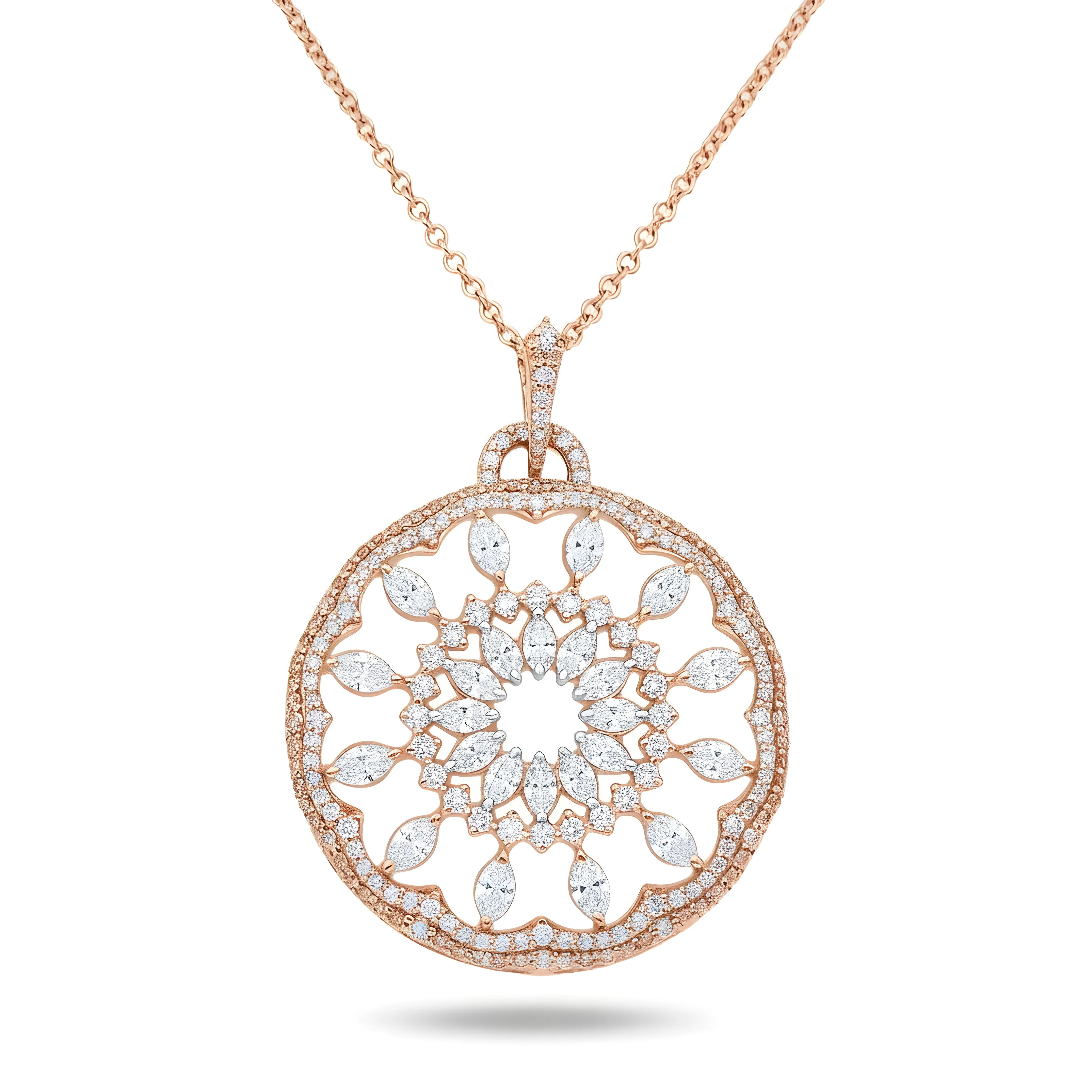 14K White Gold Marquise & Round Diamond Dream Catcher Necklace 3.69ct - Image 6