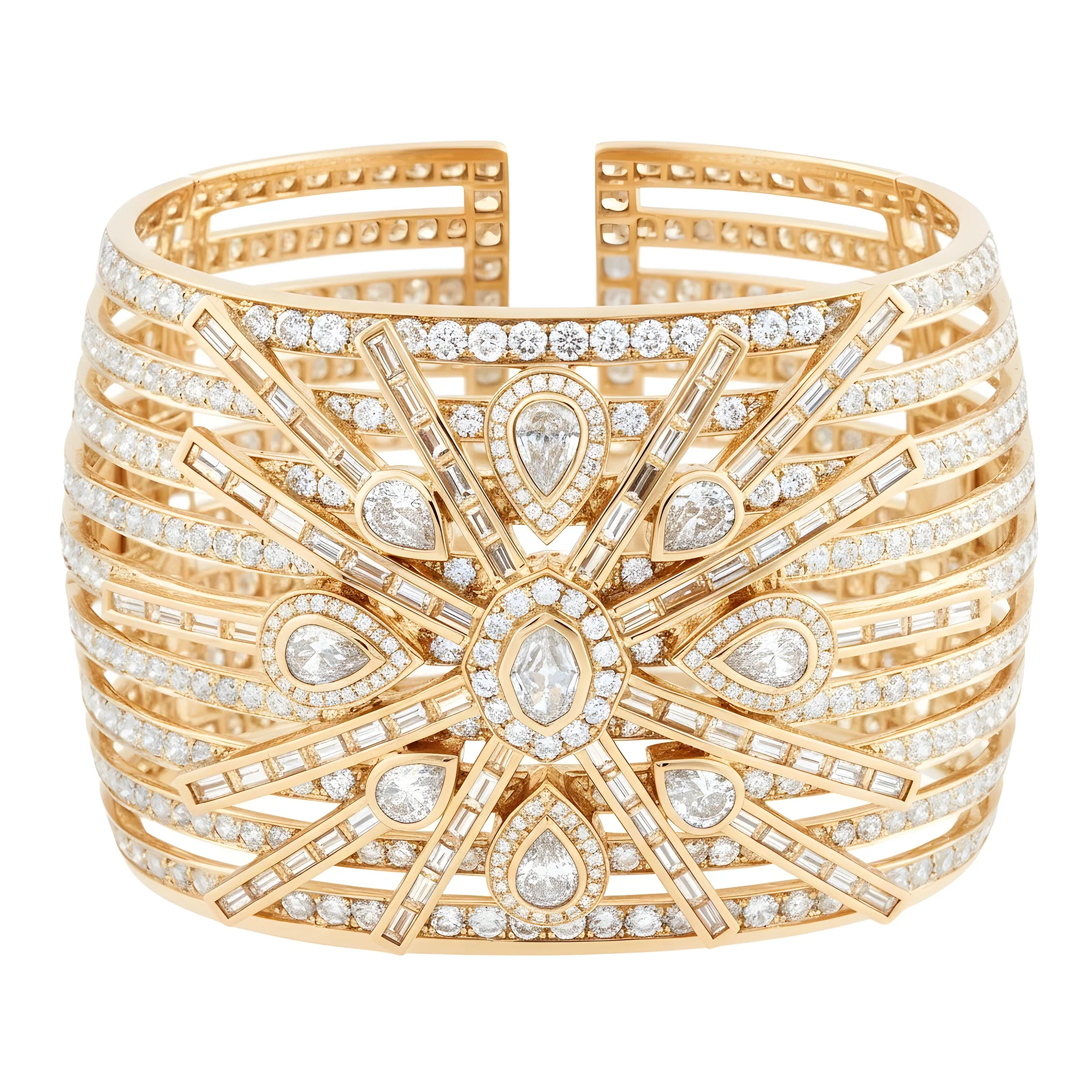 14K White Gold Multi Cut Cuff Bangle Bracelet 42.31ct - Image 7