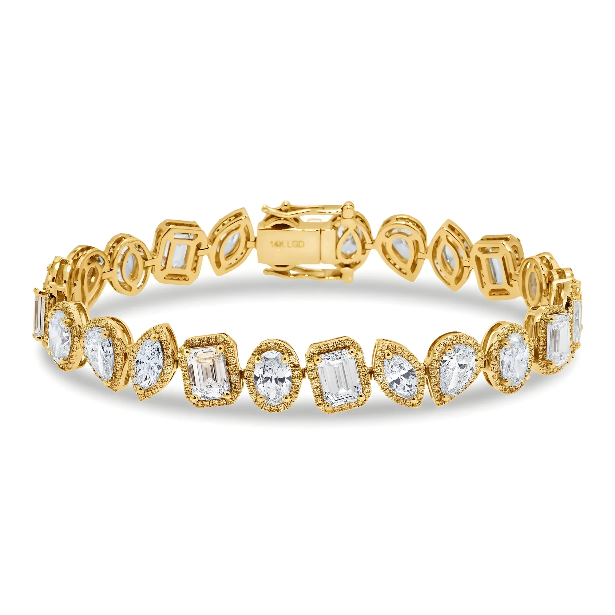 14K White Gold Multi Cut Diamond Bracelet 14.82ct - Image 5
