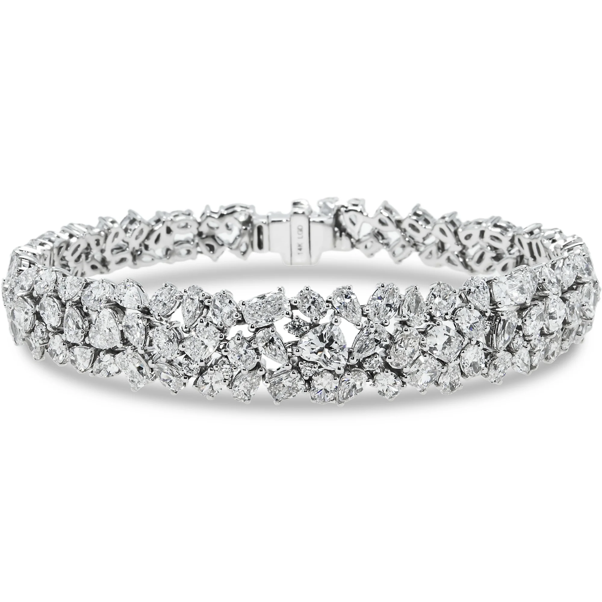 14K White Gold Multi Cut Diamond Bracelet 15.28ct (1 of 3 matching set)