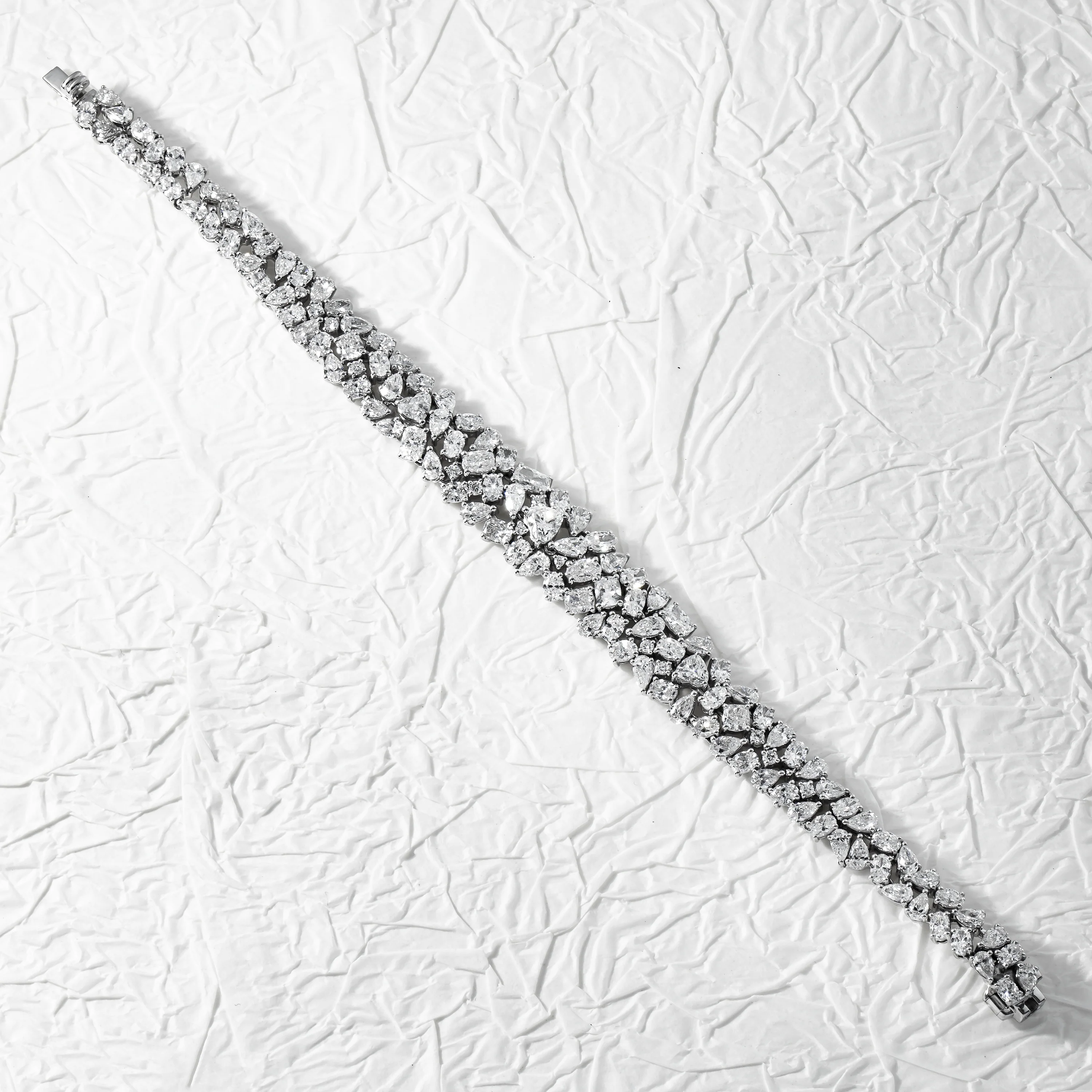 14K White Gold Multi Cut Diamond Bracelet 15.28ct (1 of 3 matching set) - Image 3