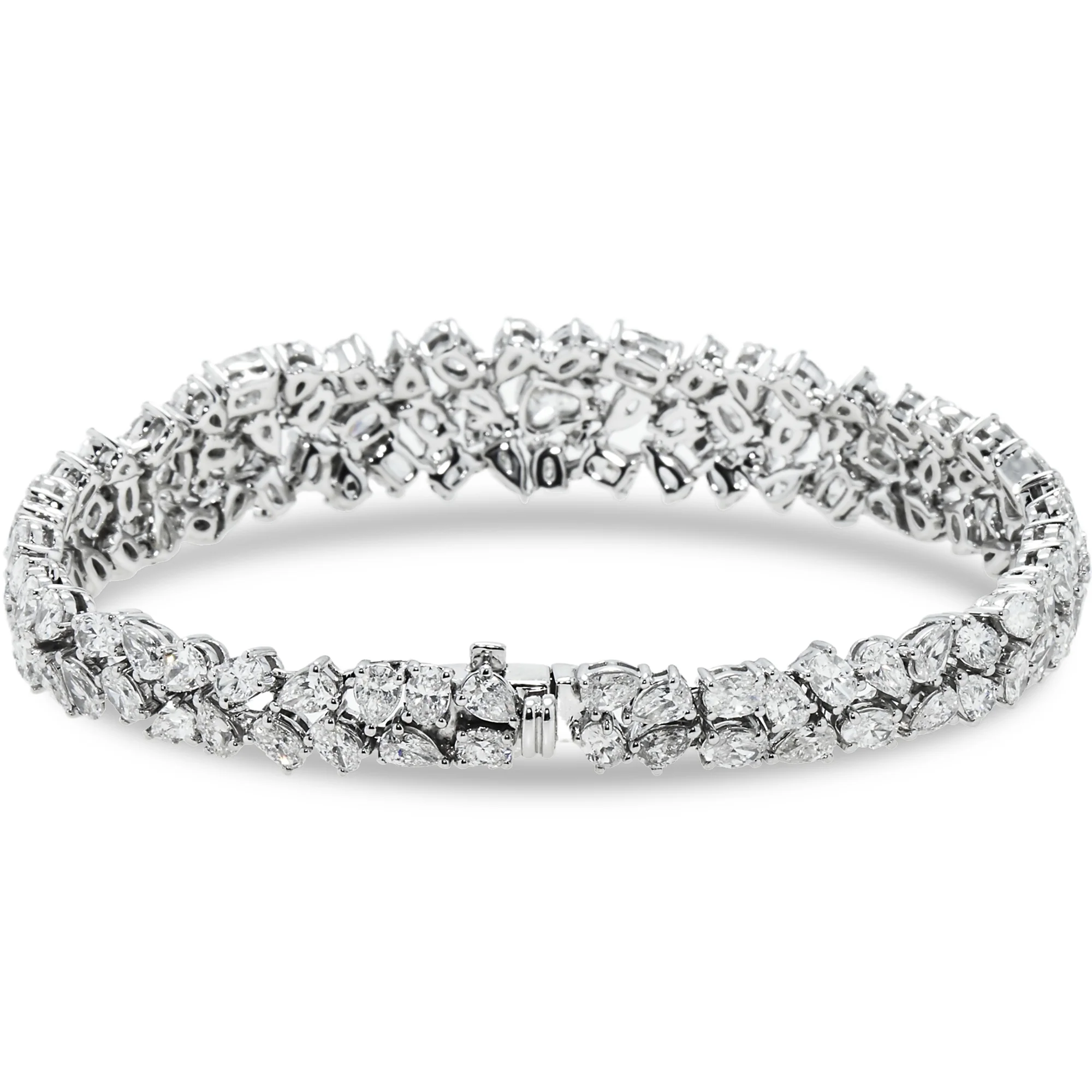 14K White Gold Multi Cut Diamond Bracelet 15.28ct (1 of 3 matching set) - Image 4