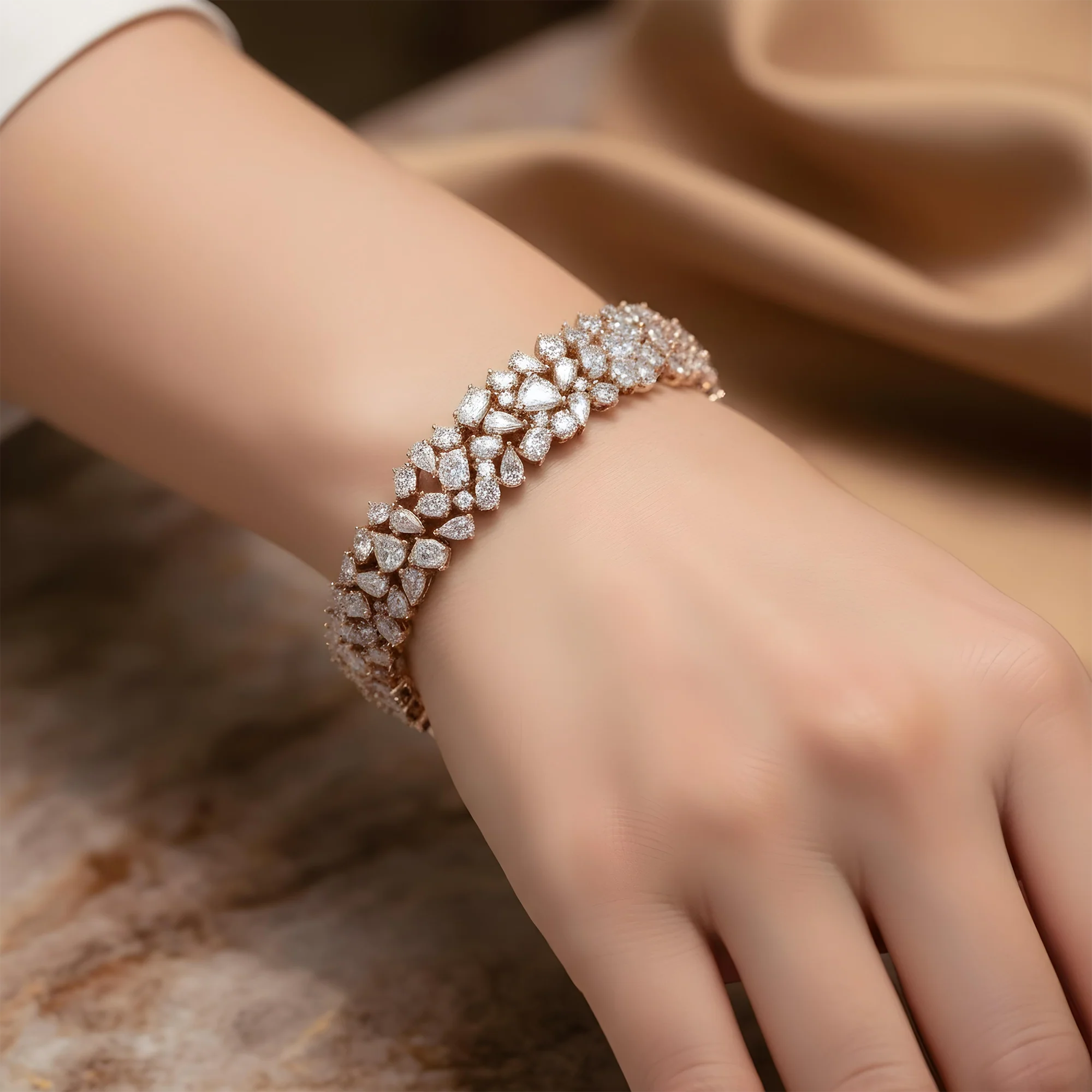 14K White Gold Multi Cut Diamond Bracelet 15.28ct (1 of 3 matching set) - Image 8