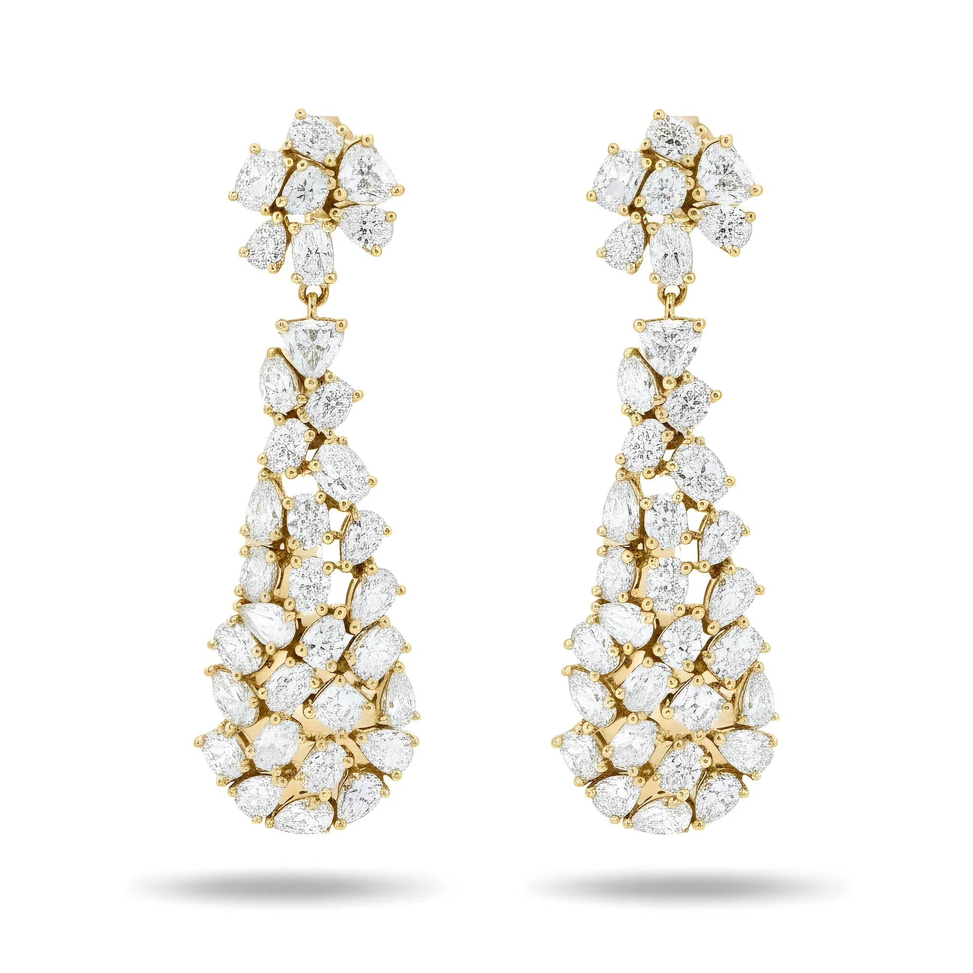 14K White Gold Multi Cut Diamond Drop Earrings 8.59ct (1 of 3 matching set) - Image 4