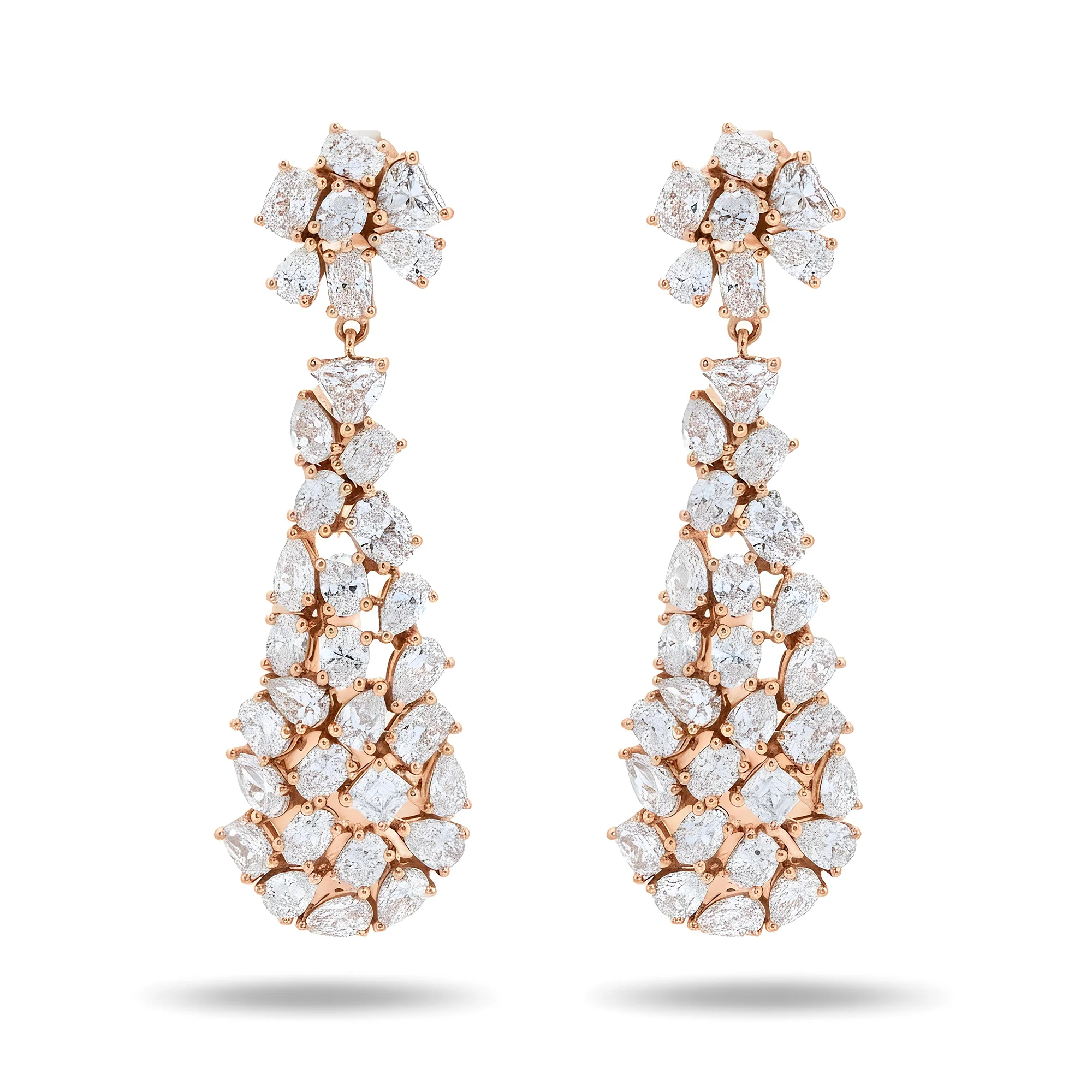 14K White Gold Multi Cut Diamond Drop Earrings 8.59ct (1 of 3 matching set) - Image 6