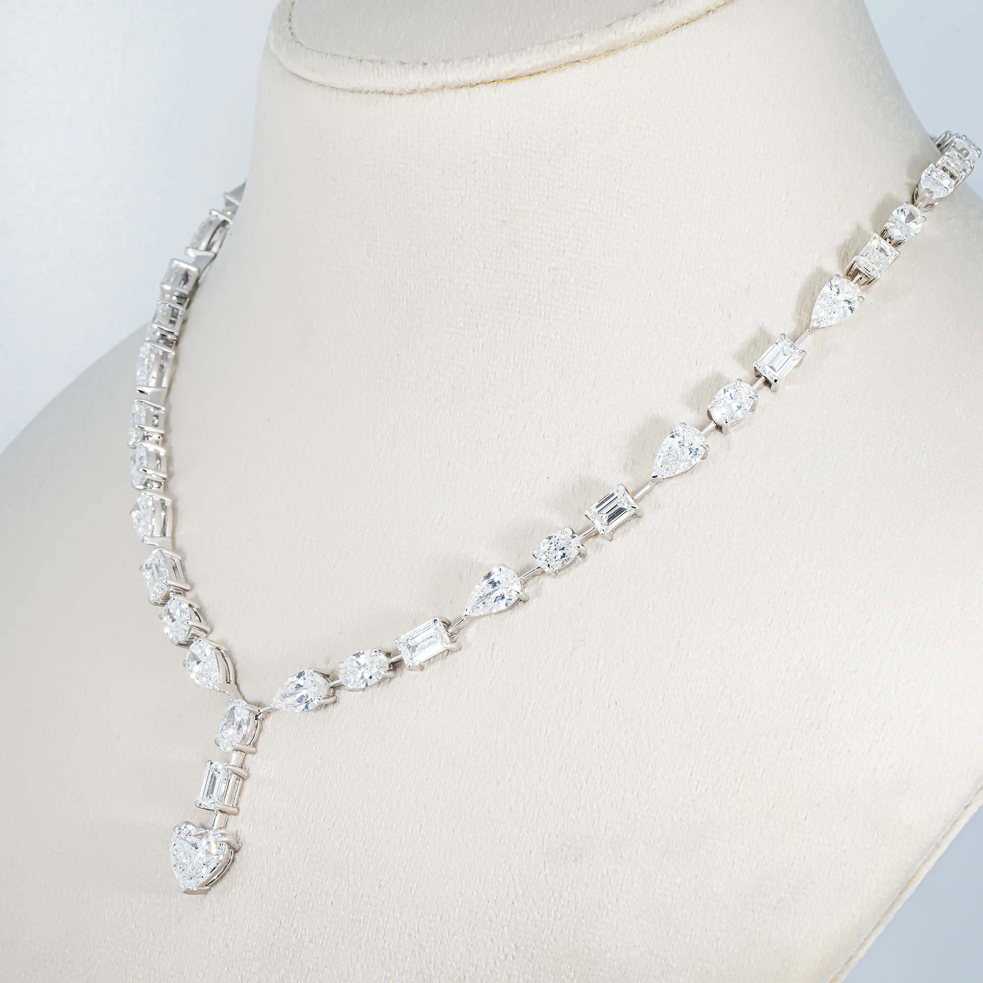 14K White Gold Multi Cut Diamond Satellite Drop Necklace 33.47ct - Image 2