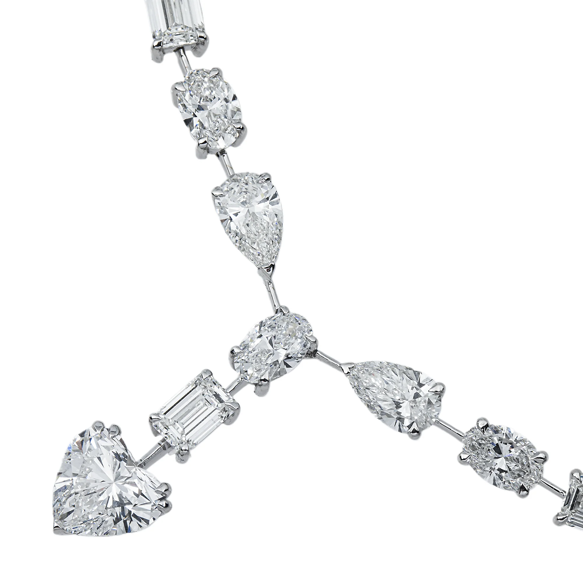 14K White Gold Multi Cut Diamond Satellite Drop Necklace 33.47ct - Image 3