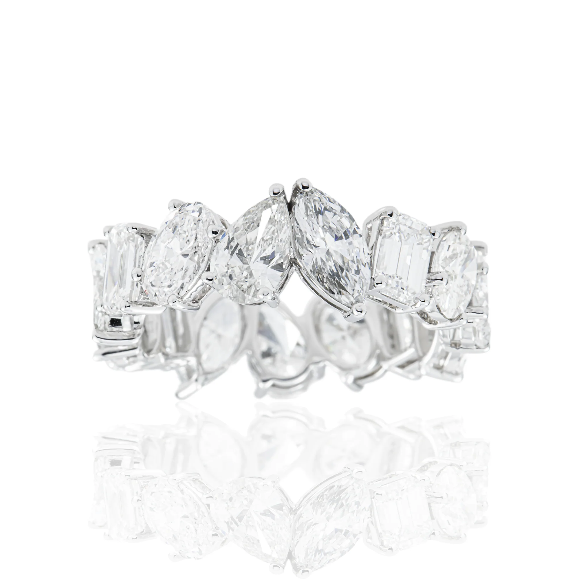 14K White Gold Multi Cut Diamond Eternity Ring 7.14ct (Size 7.5)