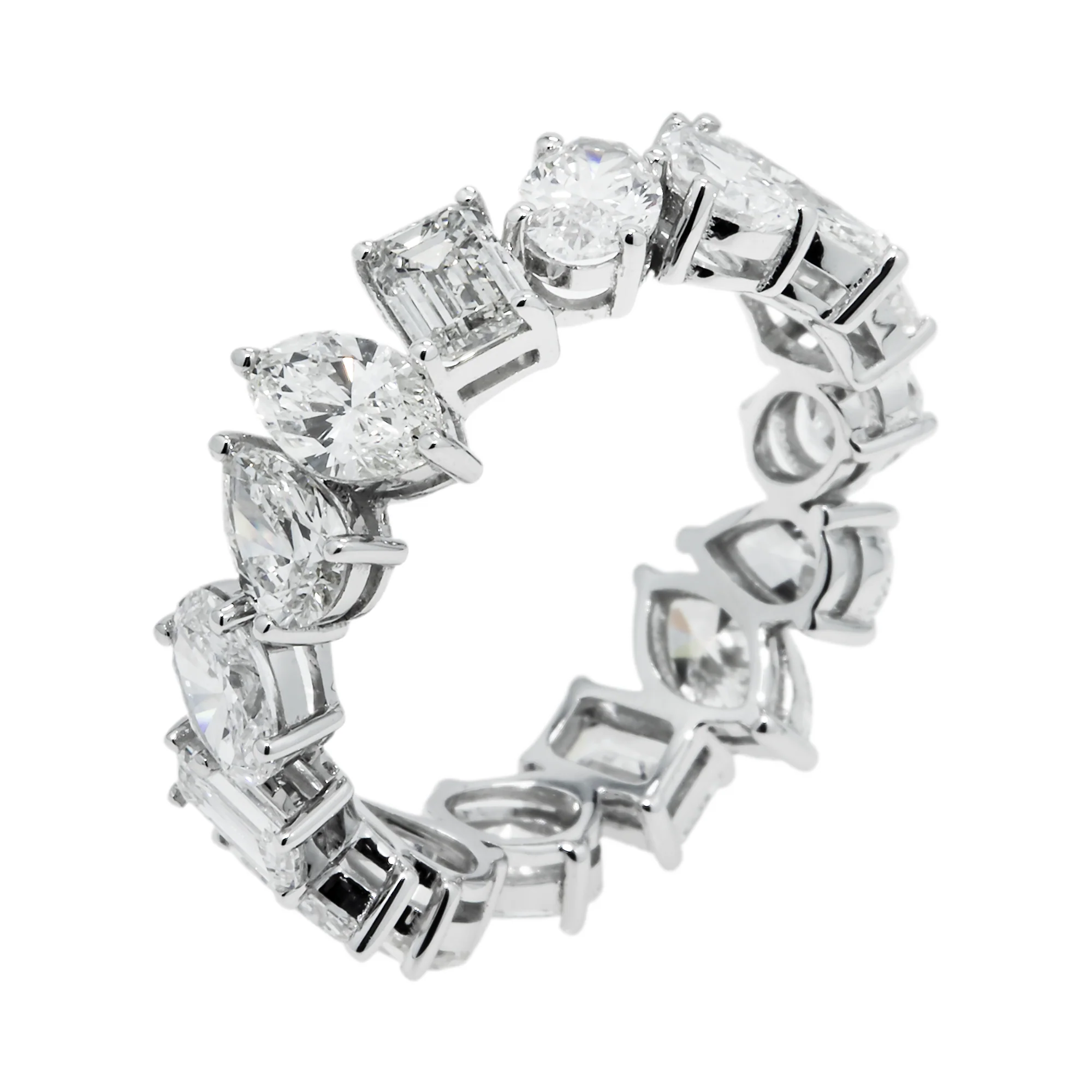 14K White Gold Multi Cut Diamond Eternity Rings 5.24ct - Image 3