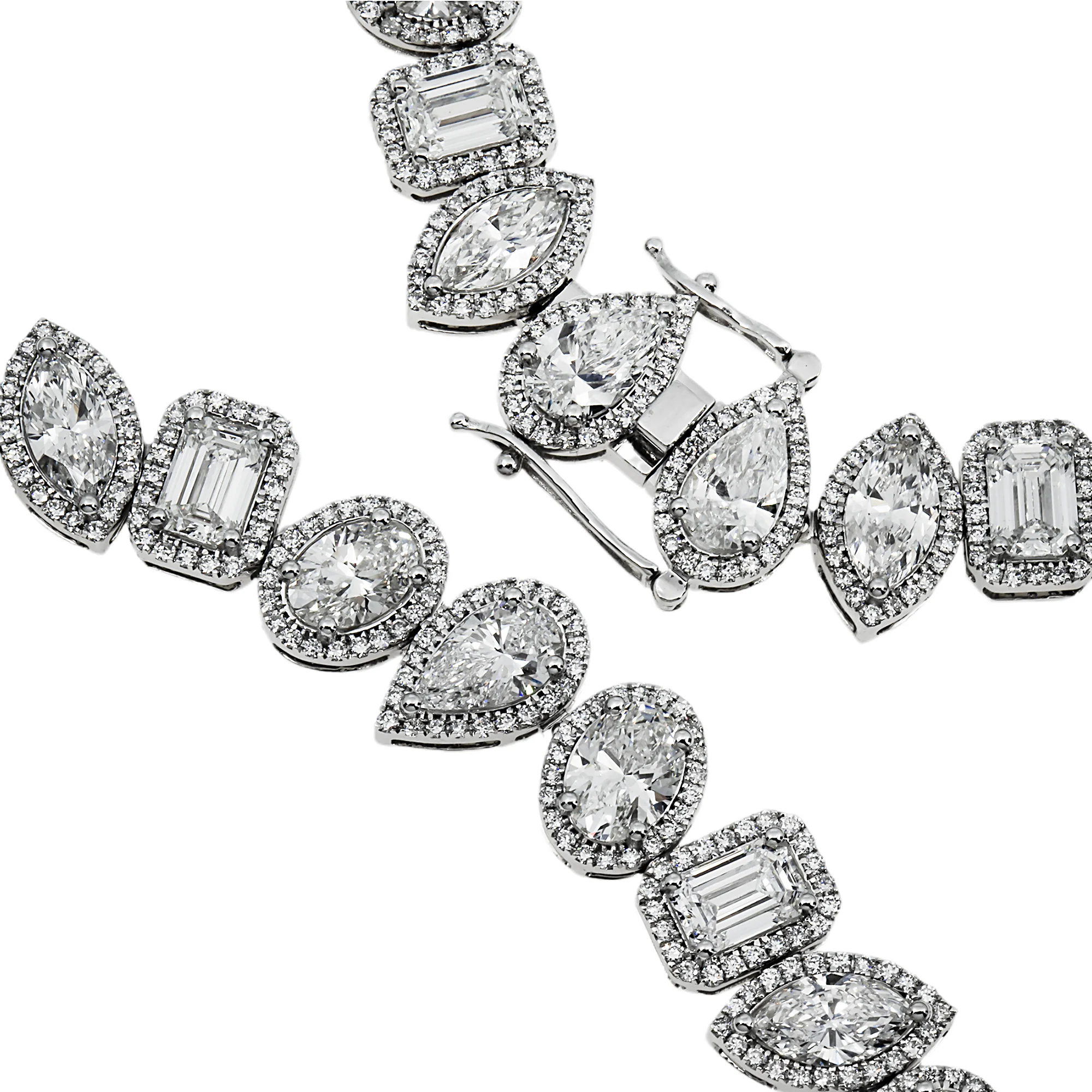 14K White Gold Multi Cut Diamond Necklace 43.34ct - Image 3
