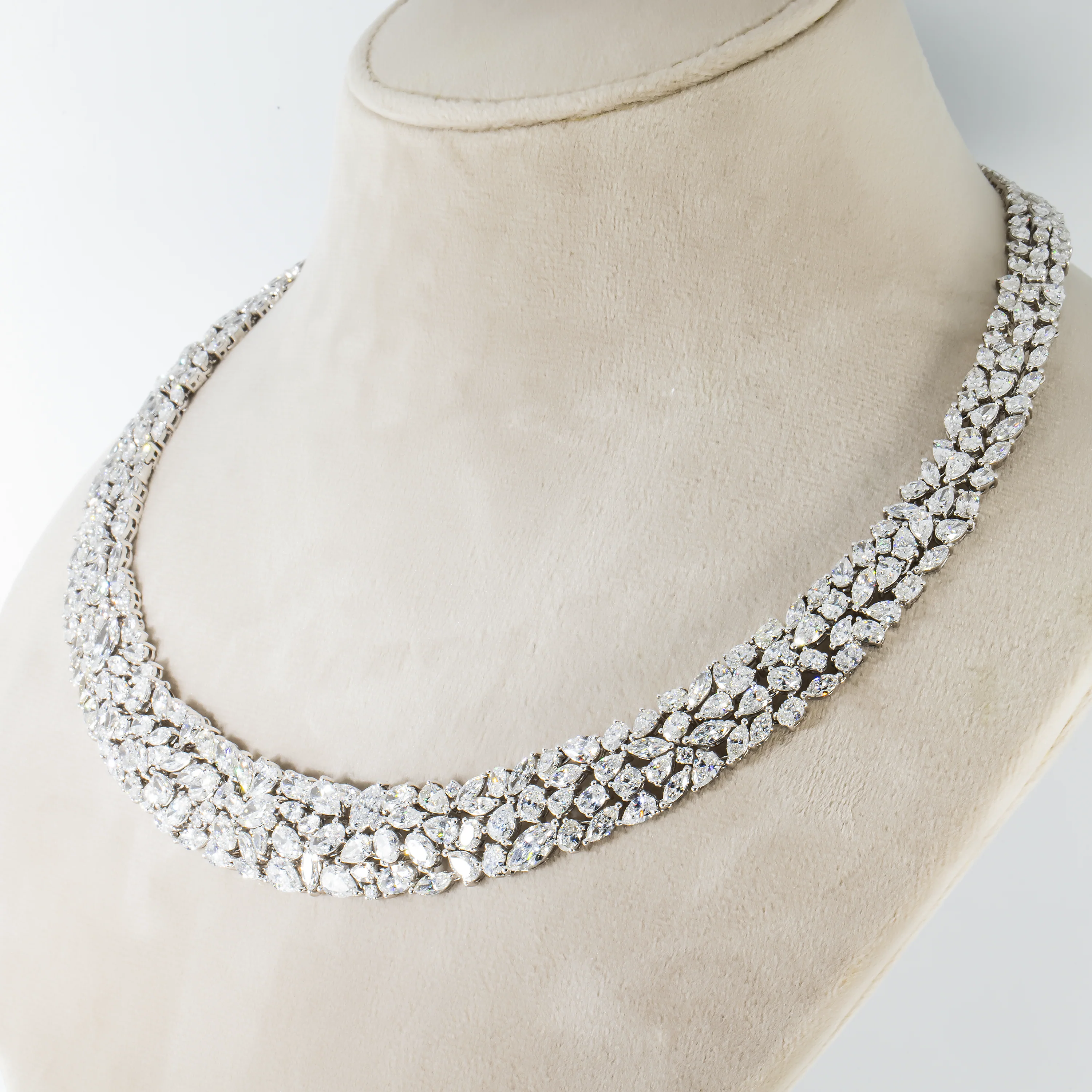 14K White Gold Multi Cut Diamond Necklace 57.13ct (1 of 3 matching set) - Image 2