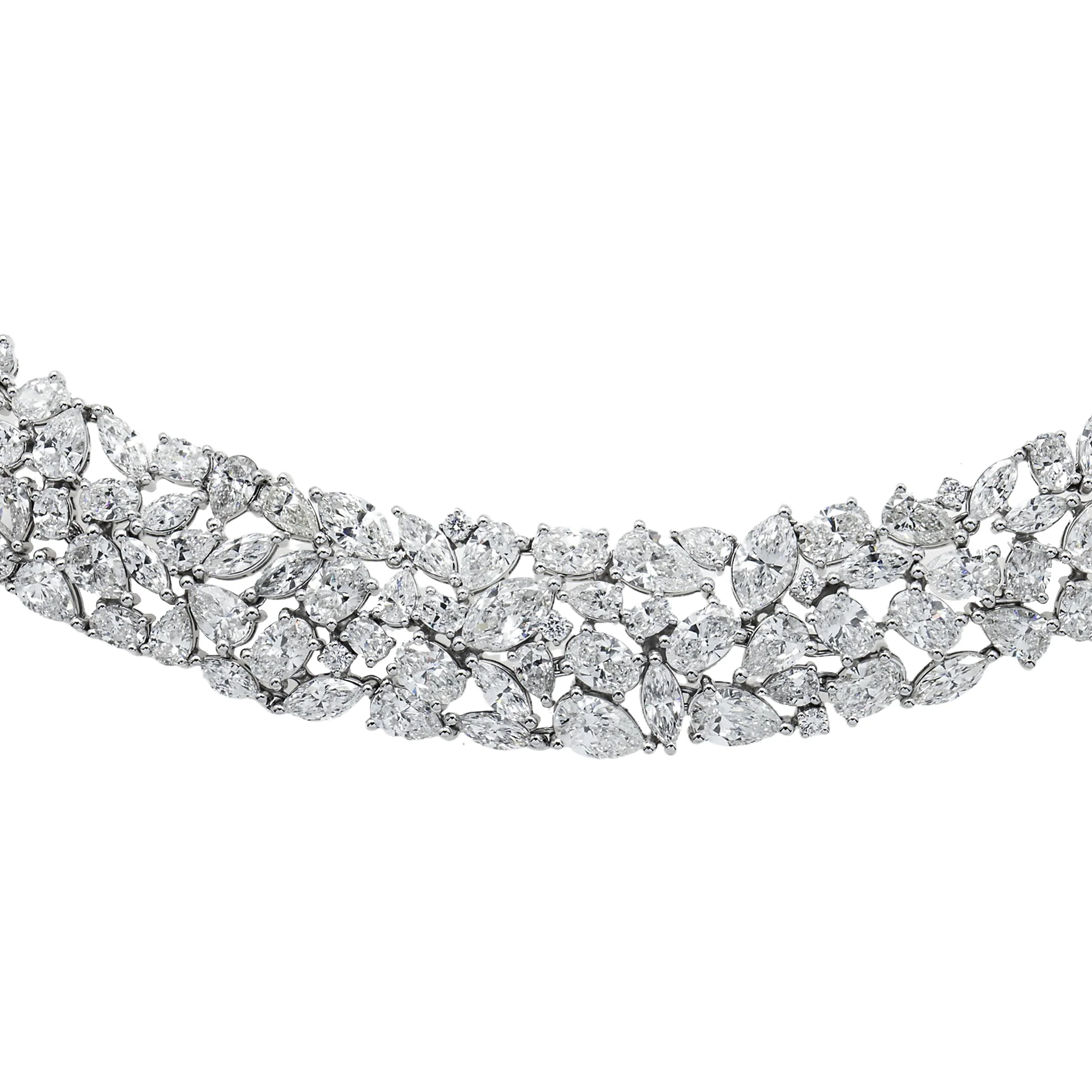 14K White Gold Multi Cut Diamond Necklace 57.13ct (1 of 3 matching set) - Image 3