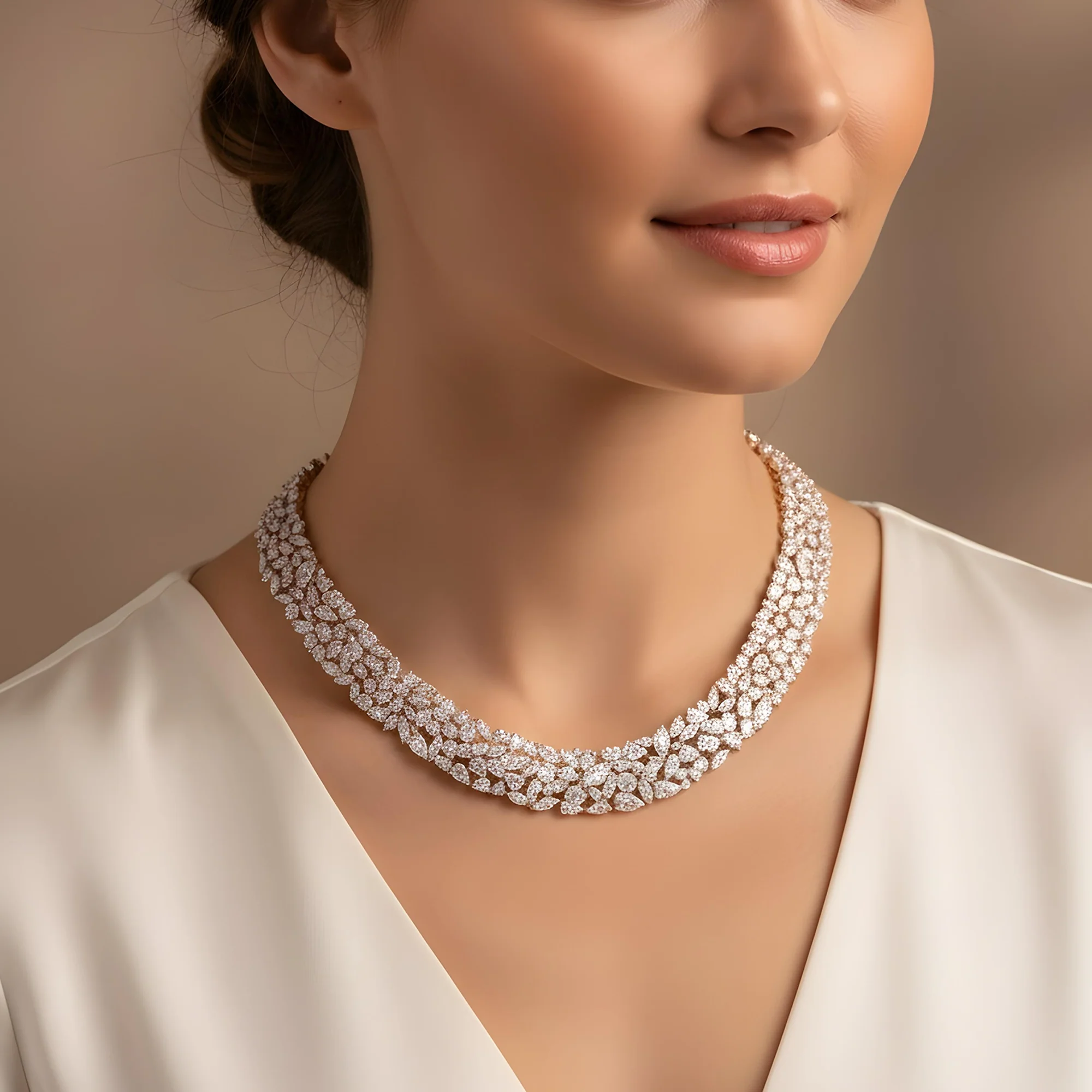 14K White Gold Multi Cut Diamond Necklace 57.13ct (1 of 3 matching set) - Image 8