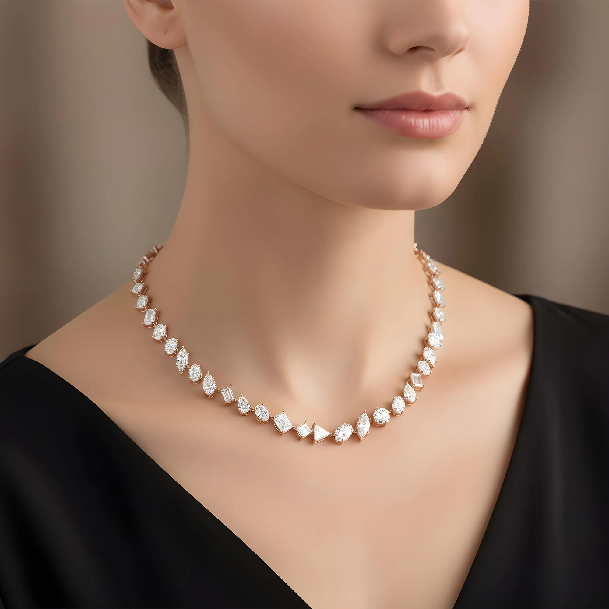 14K White Gold Multi Cut Diamond Necklace 70.71ct - Image 8