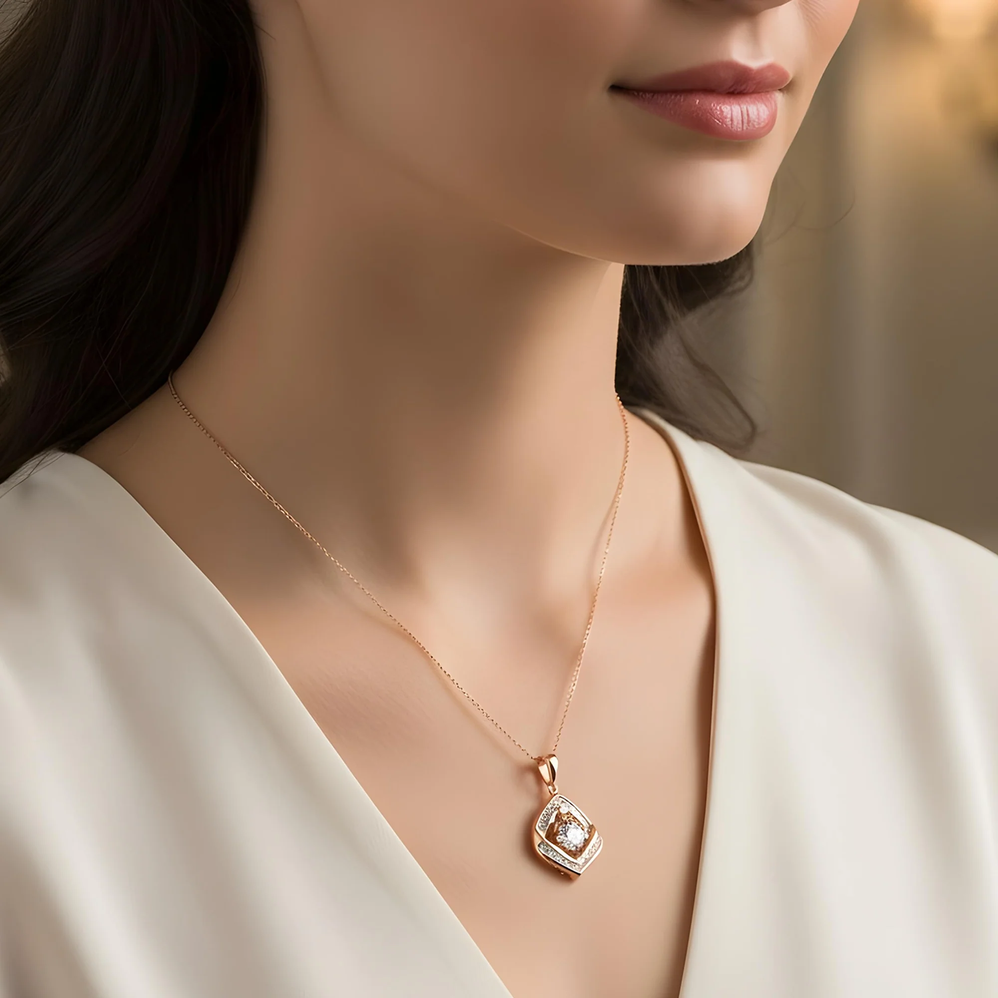 14K White Gold Baguette & Round Diamond Pendant & Chain Necklace 1.0ct - Image 7