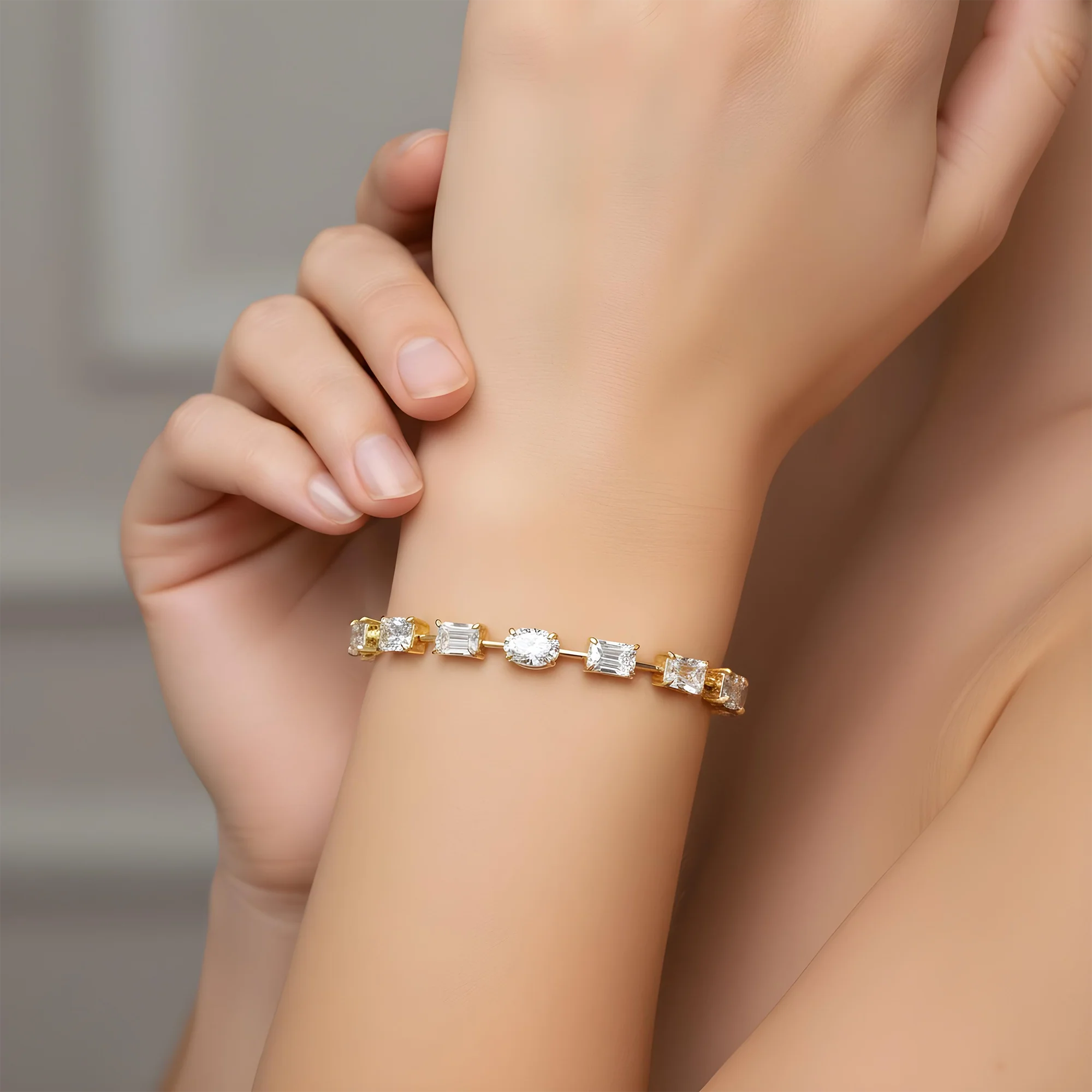 14K White Gold Multi Cut Diamond Satellite Bracelet 16.46ct - Image 6
