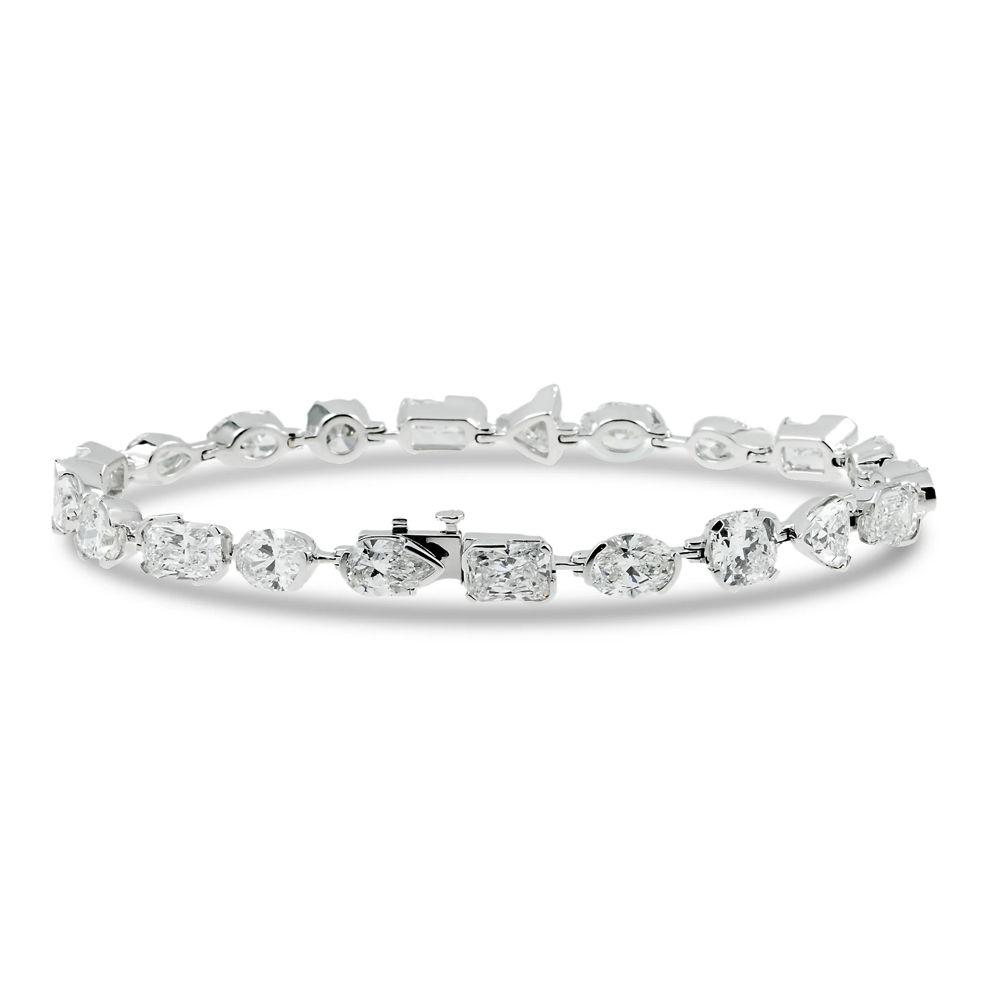 14K White Gold Multi Cut Diamond Satellite Bracelet 17.04ct - Image 3
